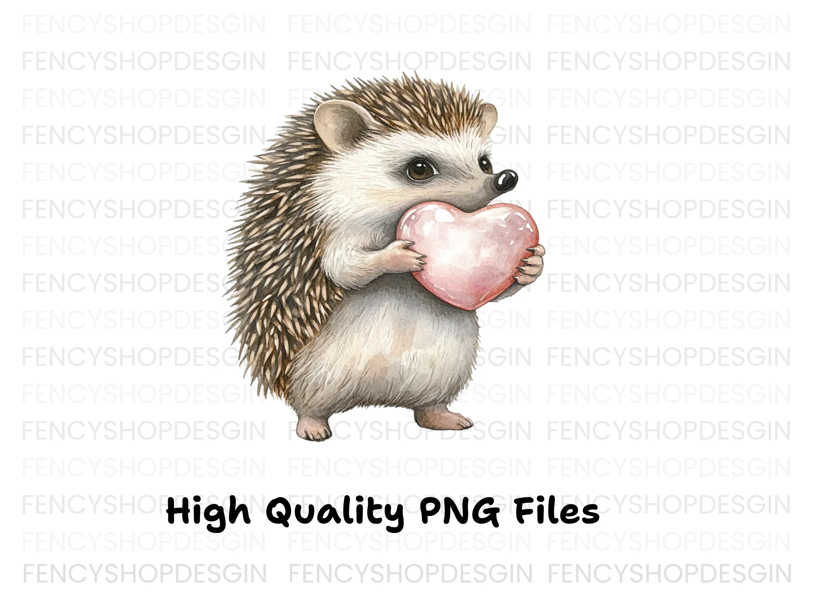 Hedgehogs Holding Pink Hearts Clipart Bundle - Image 3