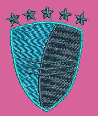 Heraldic Shield Five Star Emblem Embroidery Design