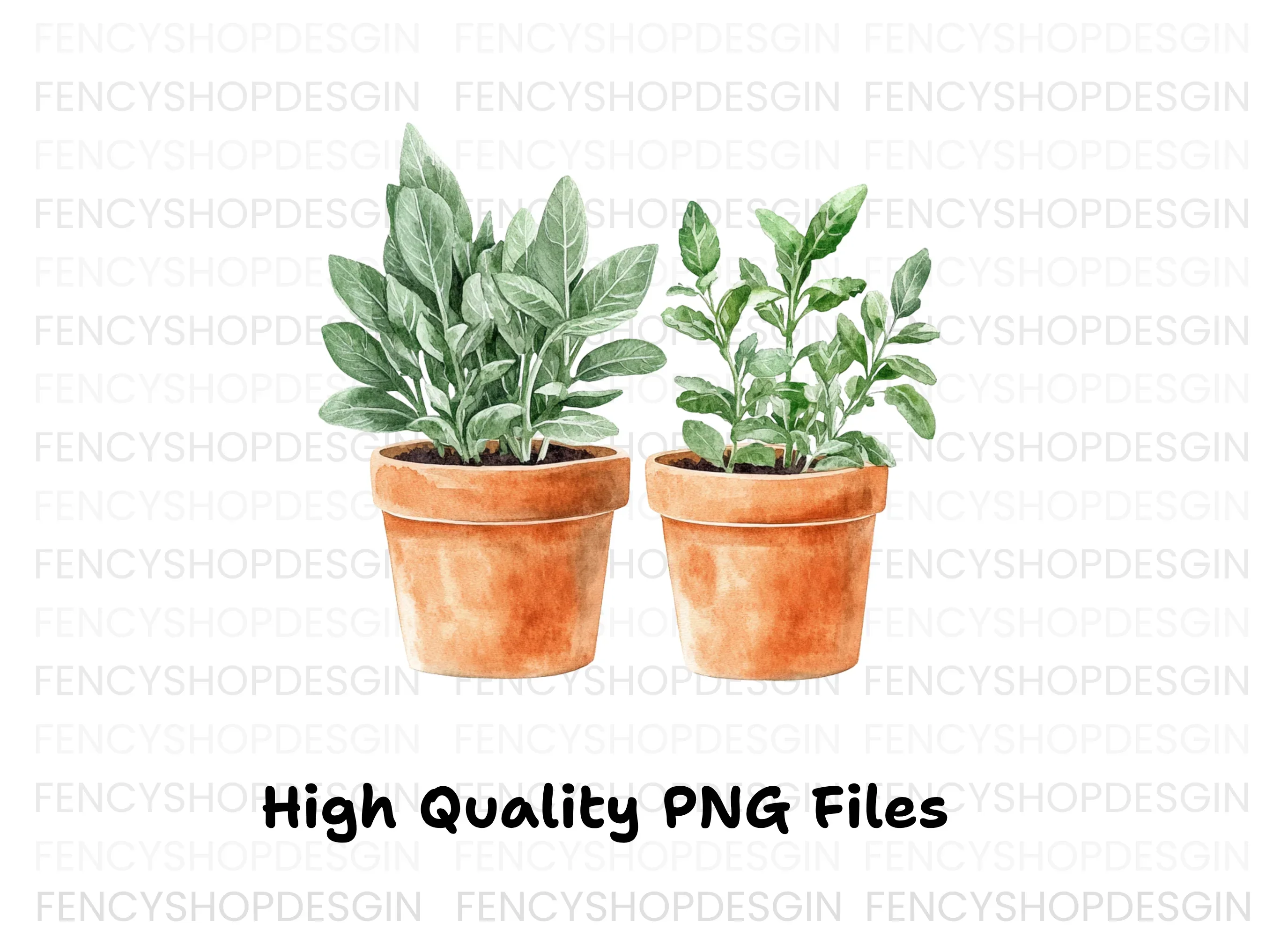 Herb Garden Potted Plants Clipart Bundle - Image 3