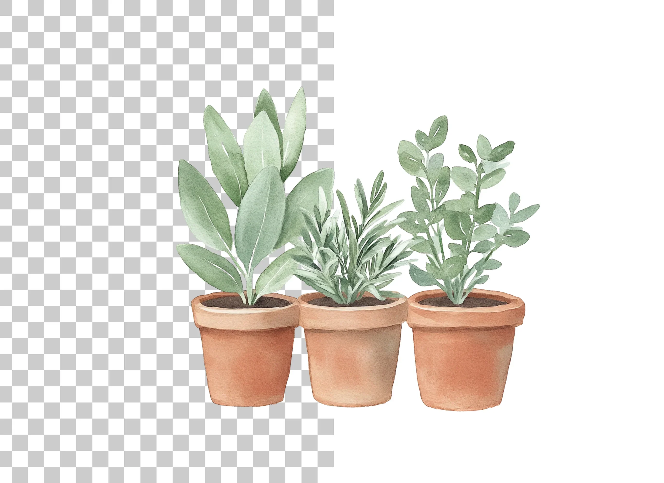 Herb Plants in Terracotta Pots Clipart Bundle - Image 3