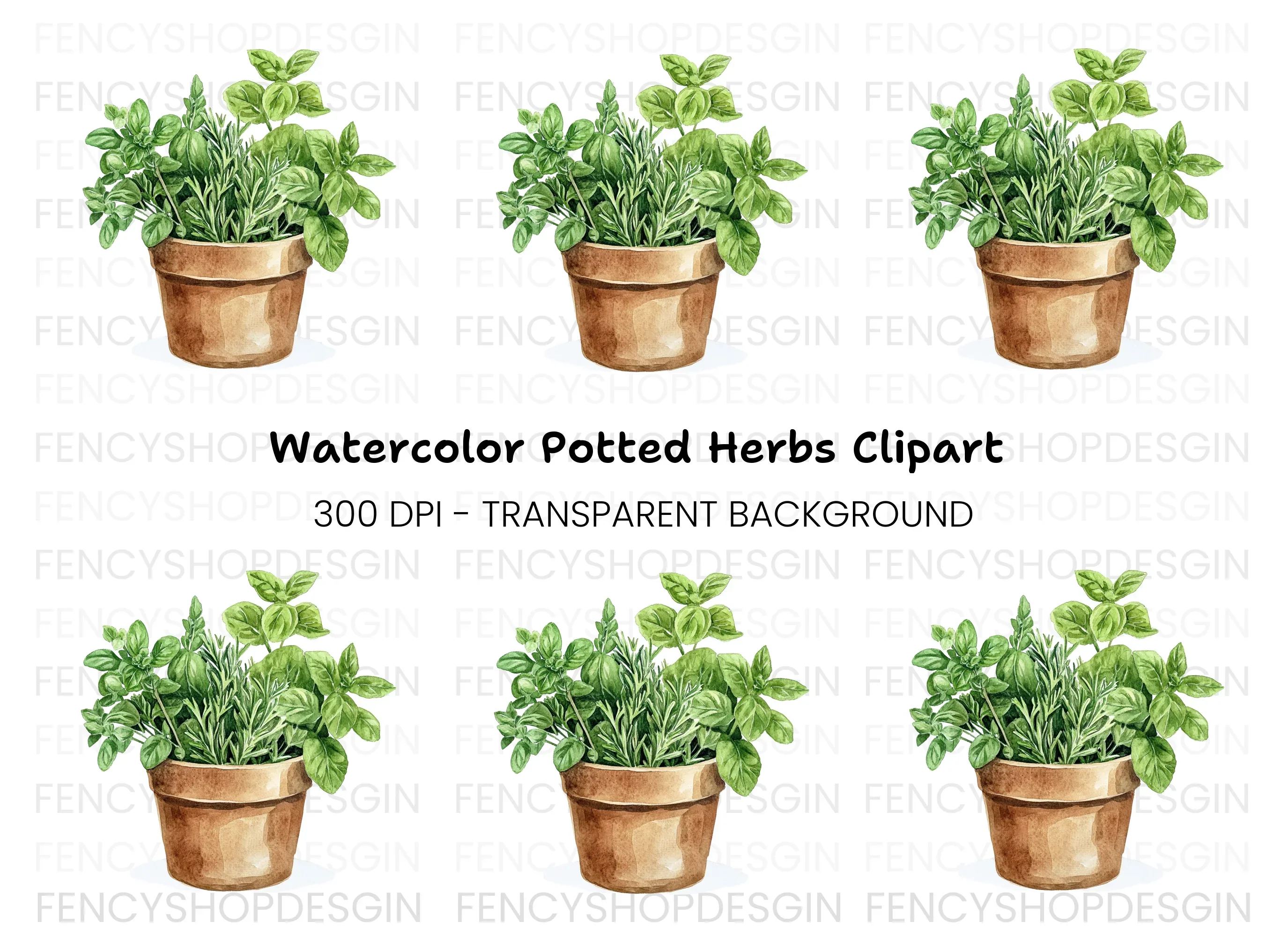 Herb Pot Clipart Bundle