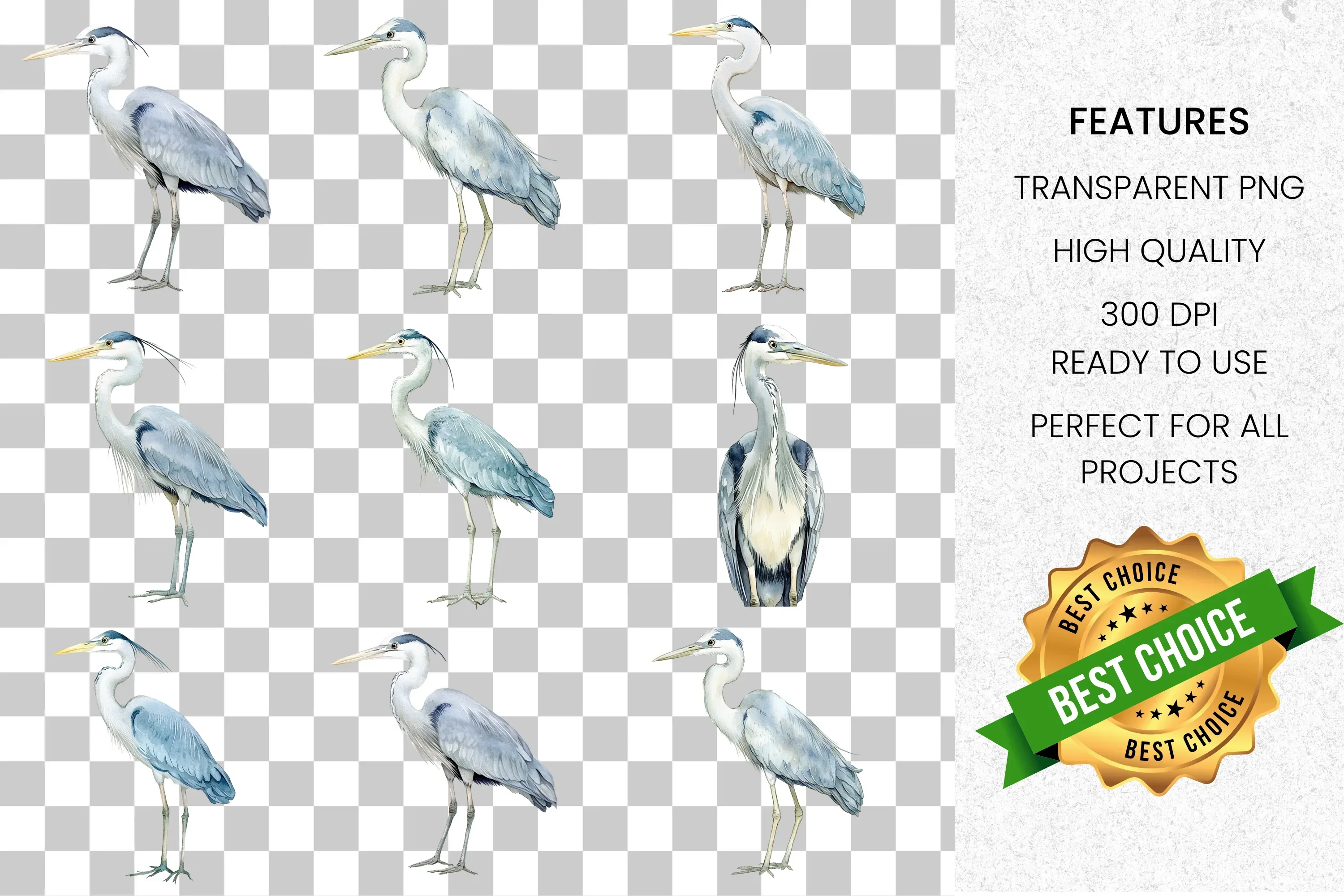 Heron Bird Clipart Bundle - Image 2