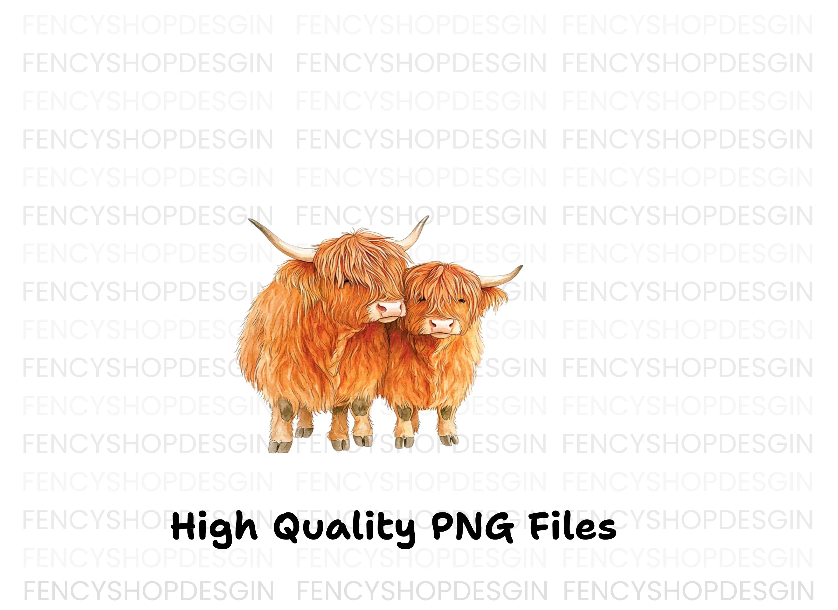 Highland Cow and Calf Clipart Bundle - Image 3