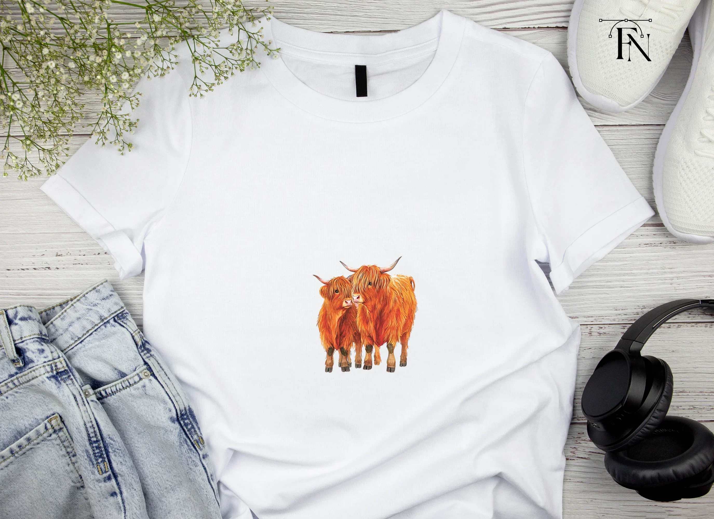 Highland Cow and Calf Clipart Bundle - Image 4