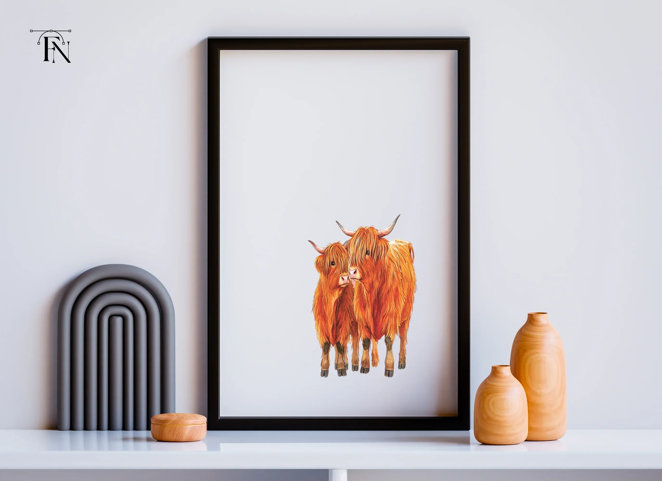 Highland Cow and Calf Clipart Bundle - Image 6