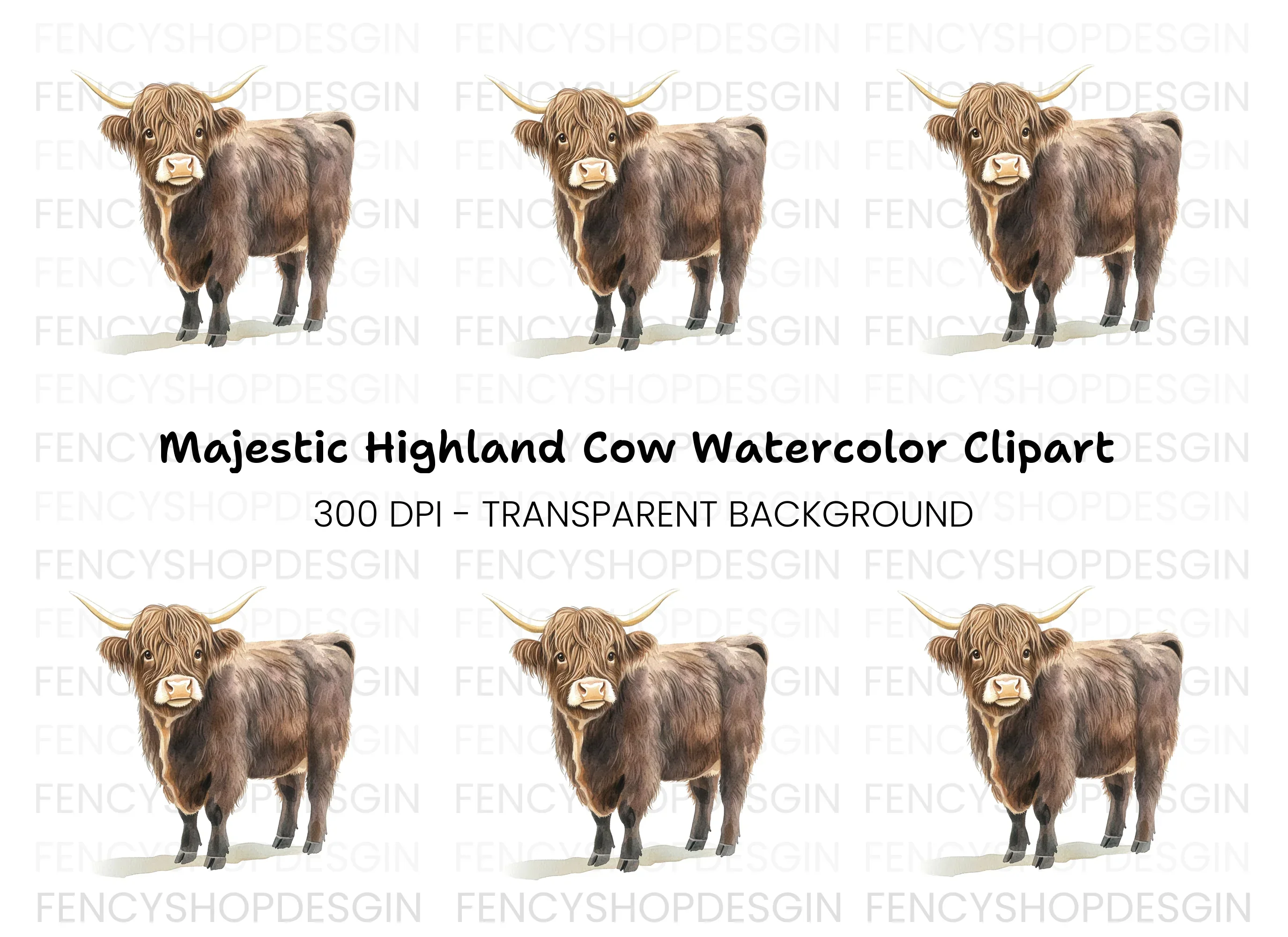 Highland Cow Clipart Bundle