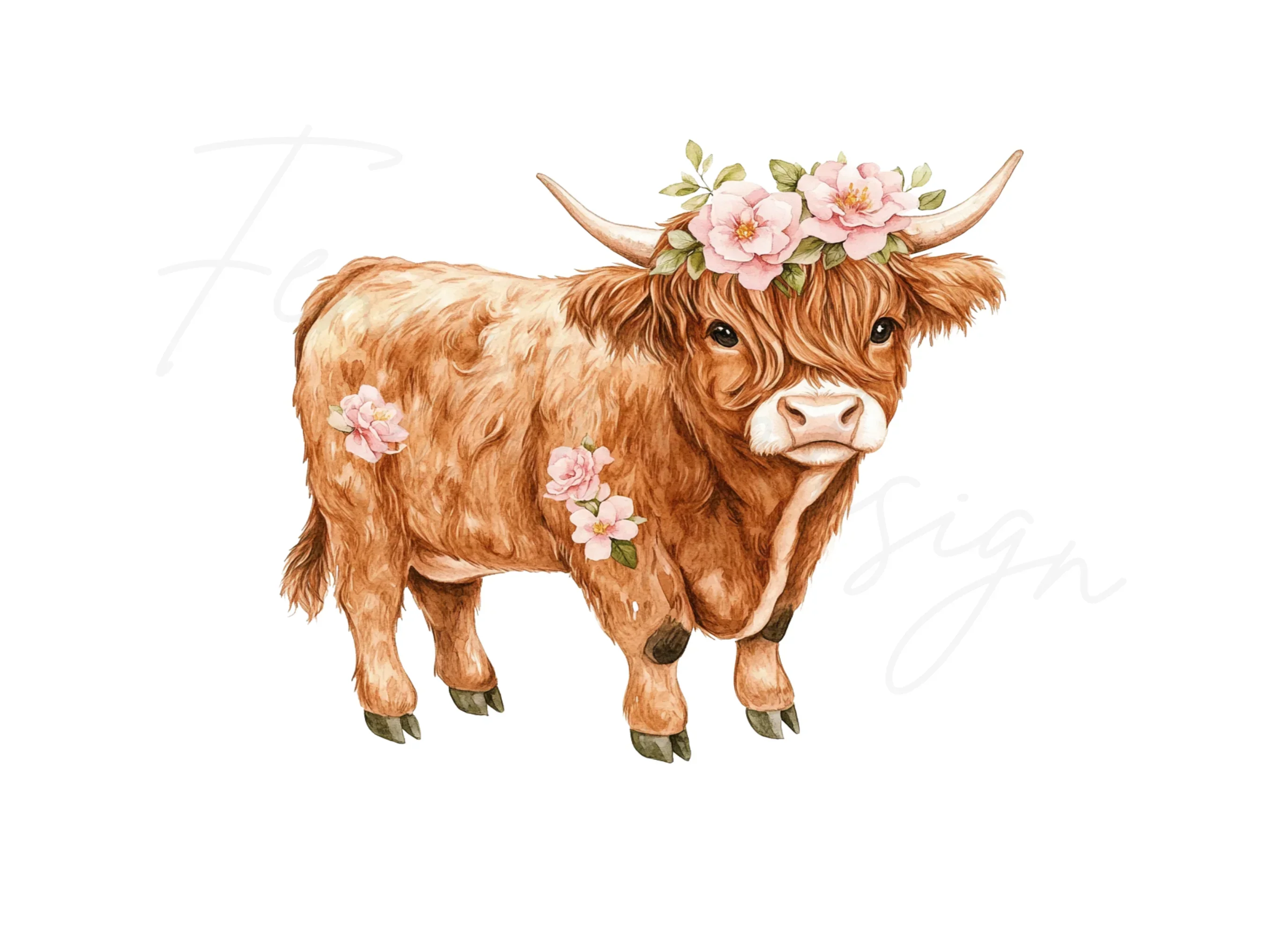 Highland Cow Floral Clipart Bundle - Image 2