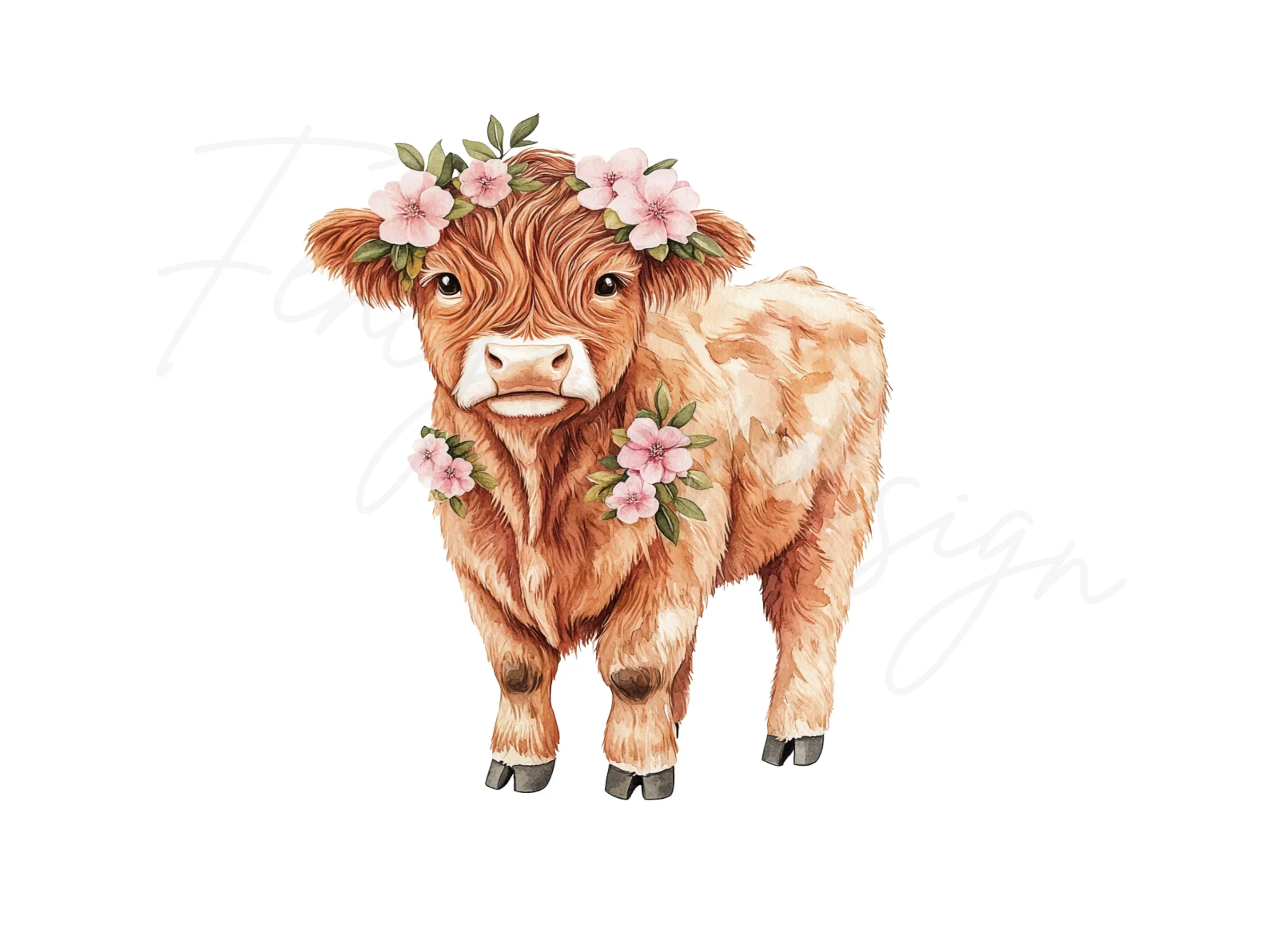 Highland Cow Floral Clipart Bundle - Image 3