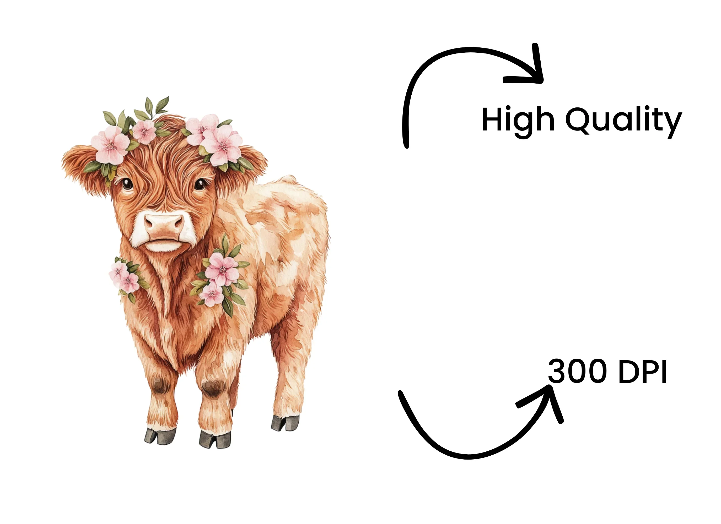 Highland Cow Floral Clipart Bundle - Image 4