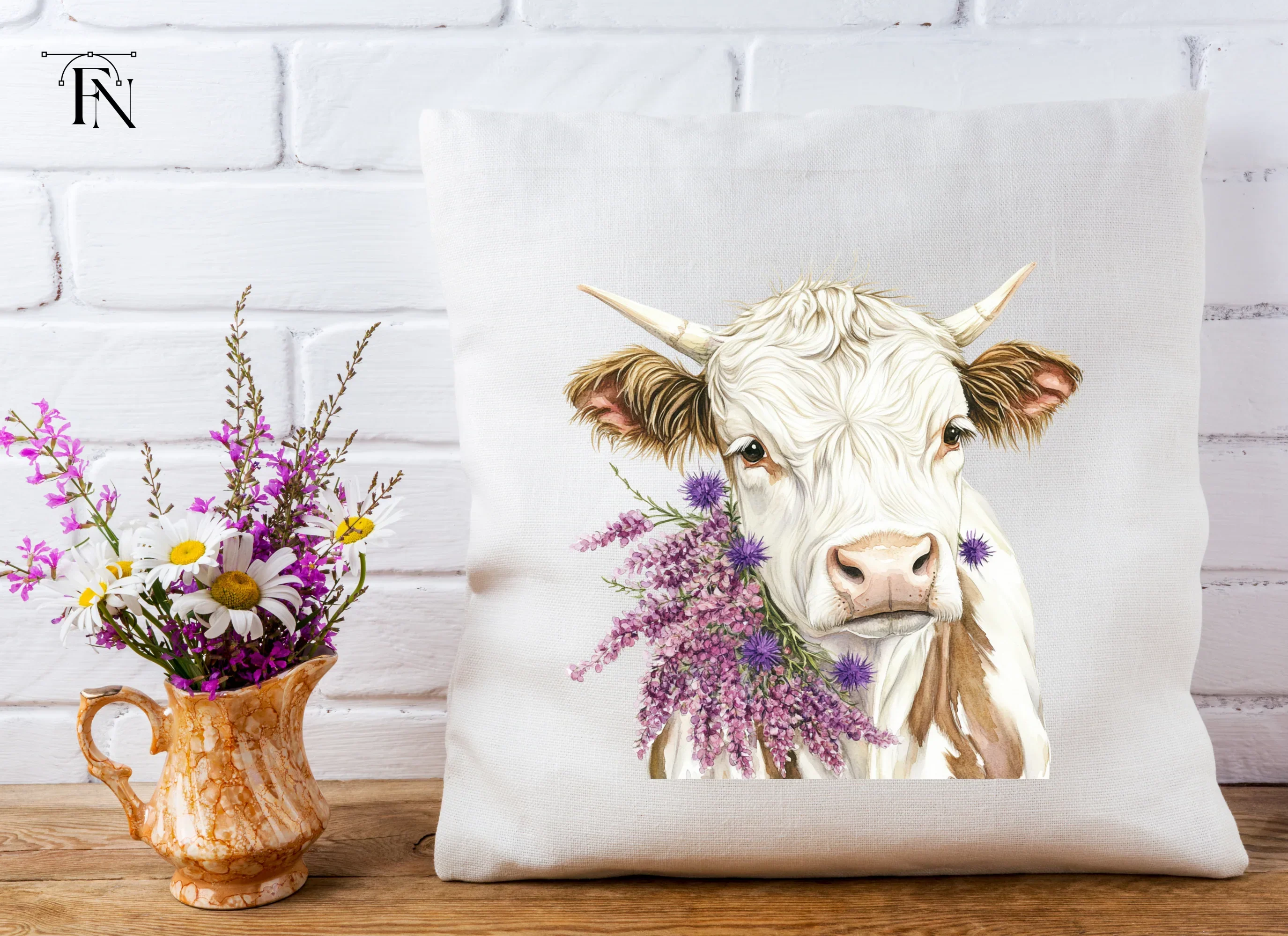 Highland Cow with Lavender Clipart Bundle - Image 4