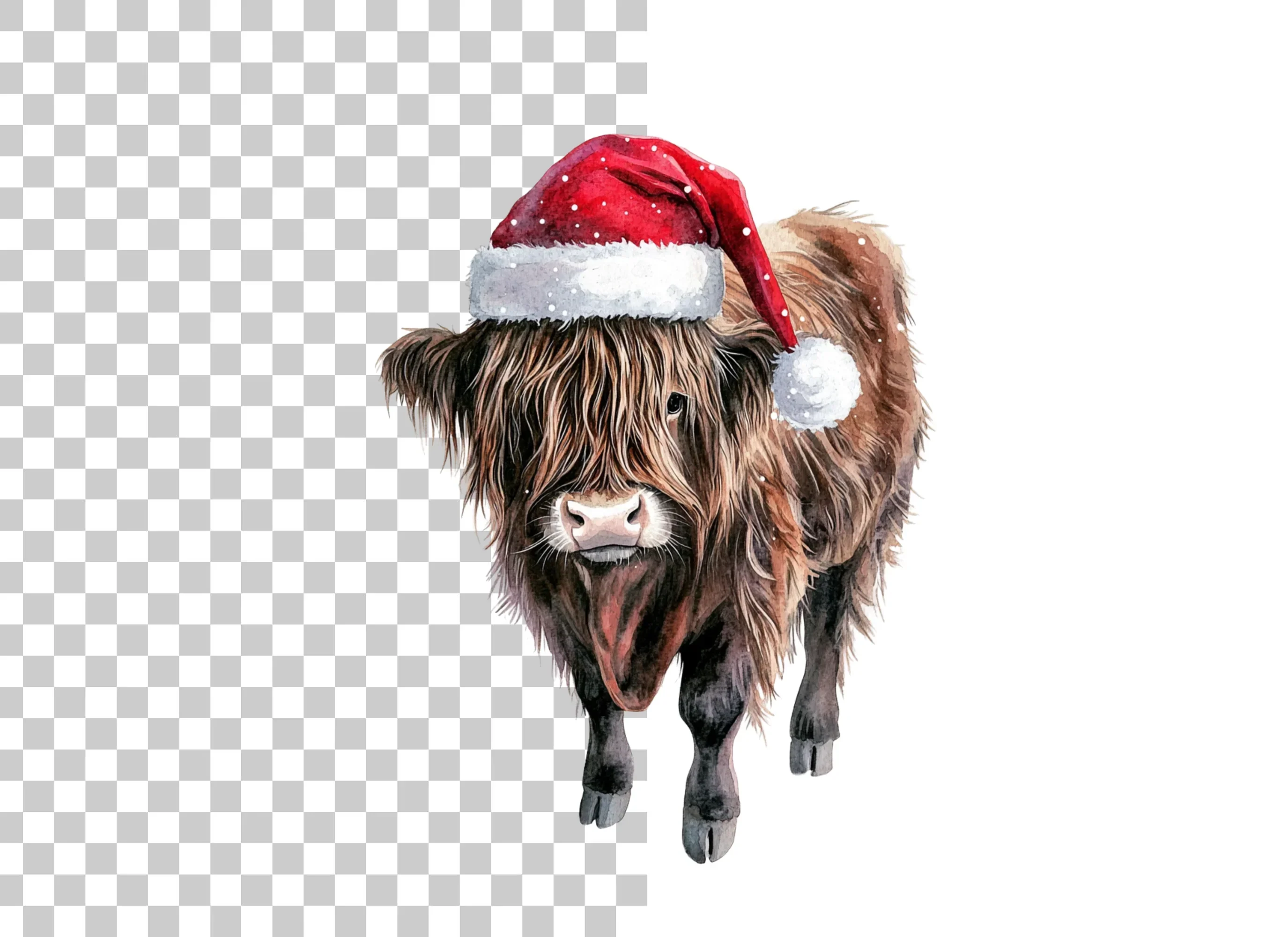 Highland Cows in Santa Hats Clipart Bundle - Image 2