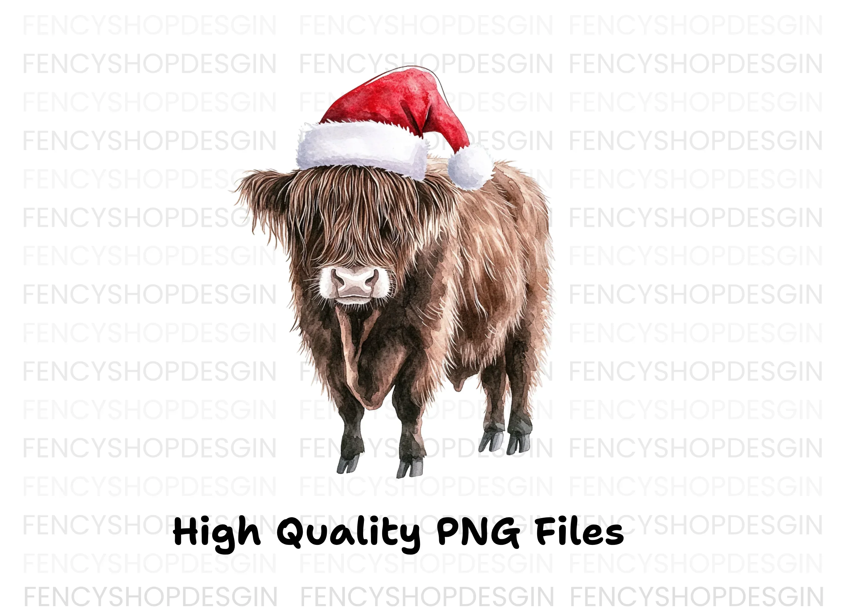 Highland Cows in Santa Hats Clipart Bundle - Image 5