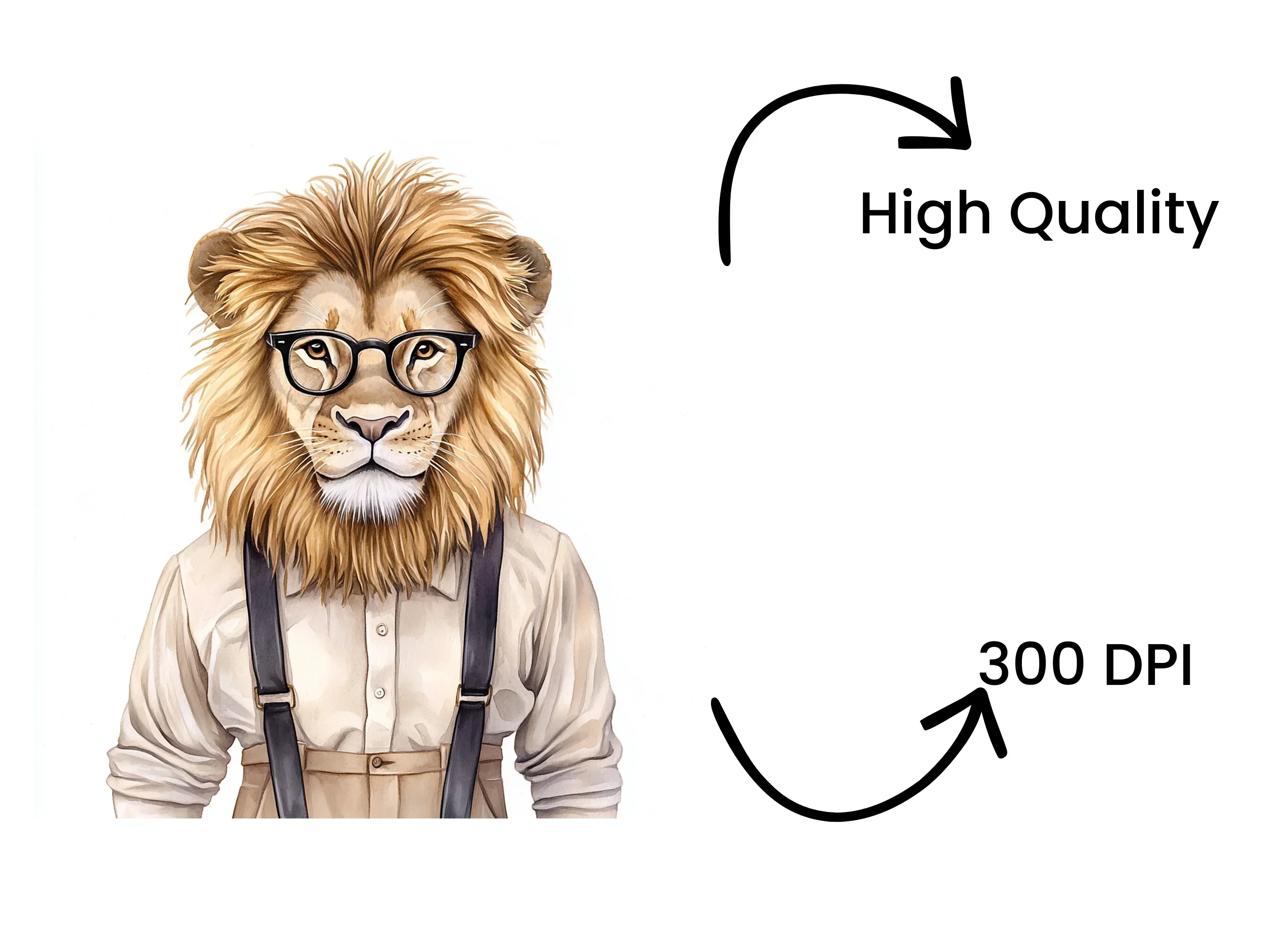 Hipster Lion with Glasses Clipart Bundle - Image 4