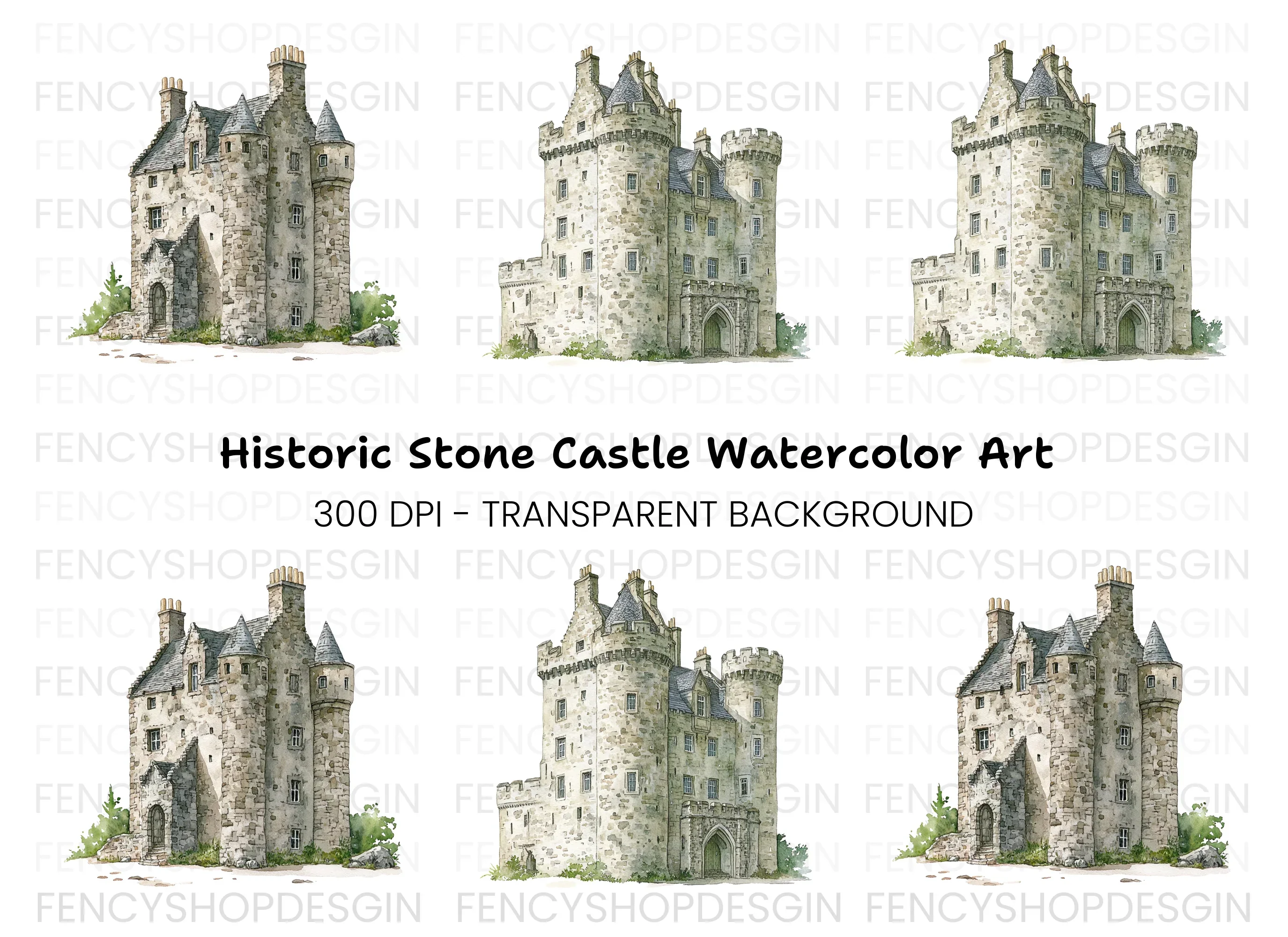 Historic Scottish Castles Clipart Bundle