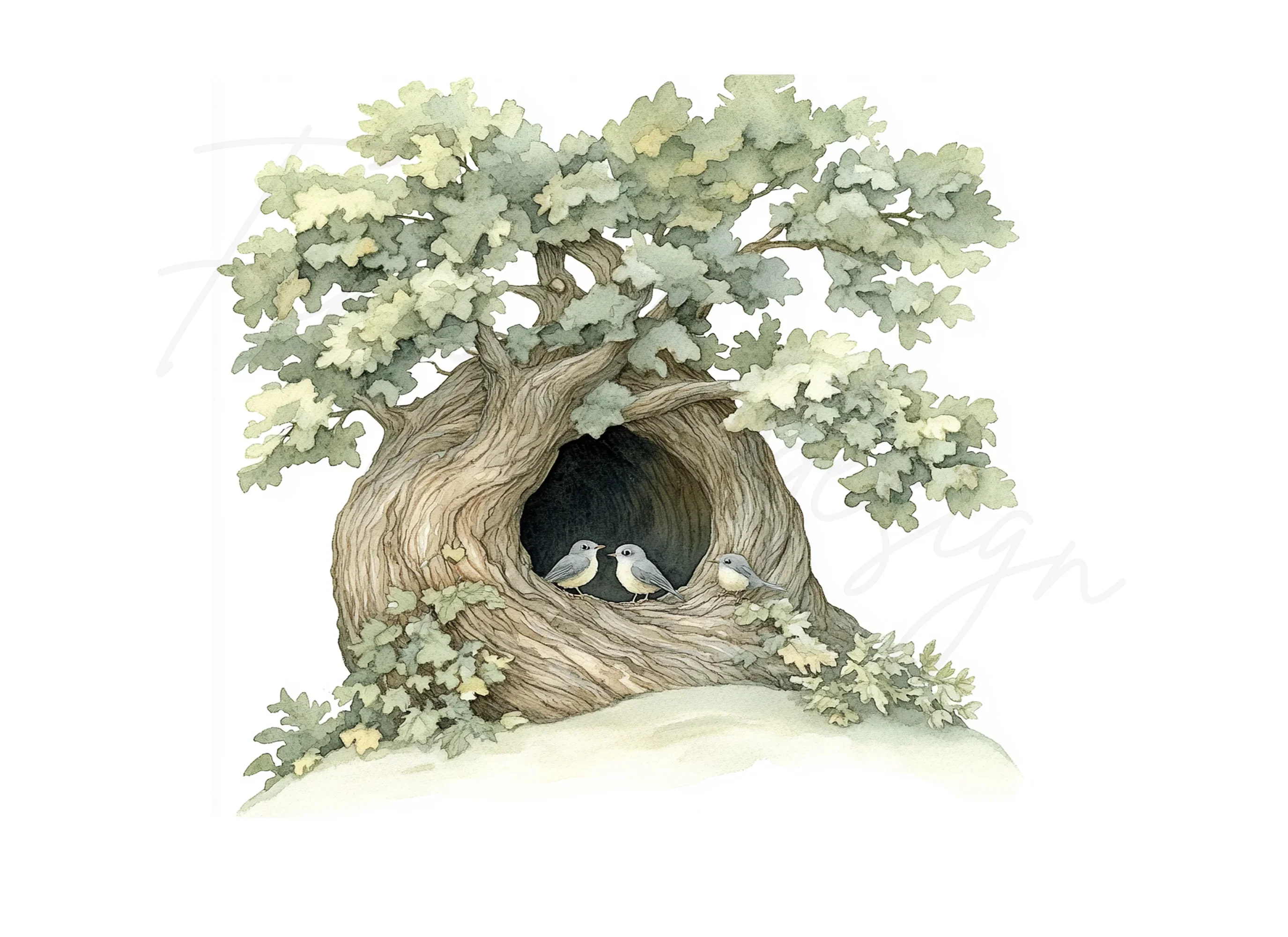Hollow Tree with Birds Clipart Bundle - Image 2