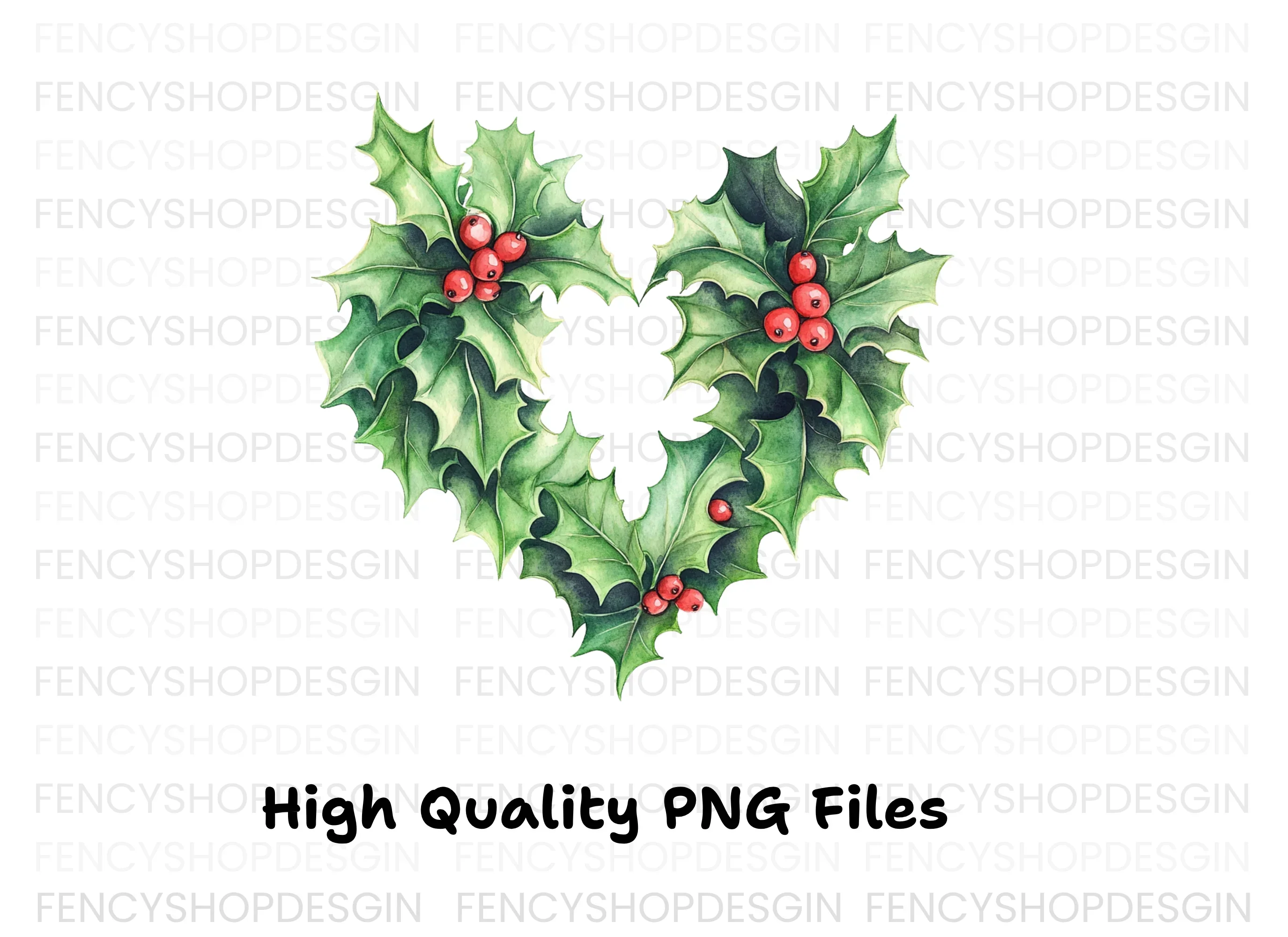 Holly Heart Wreath Clipart Bundle - Image 2