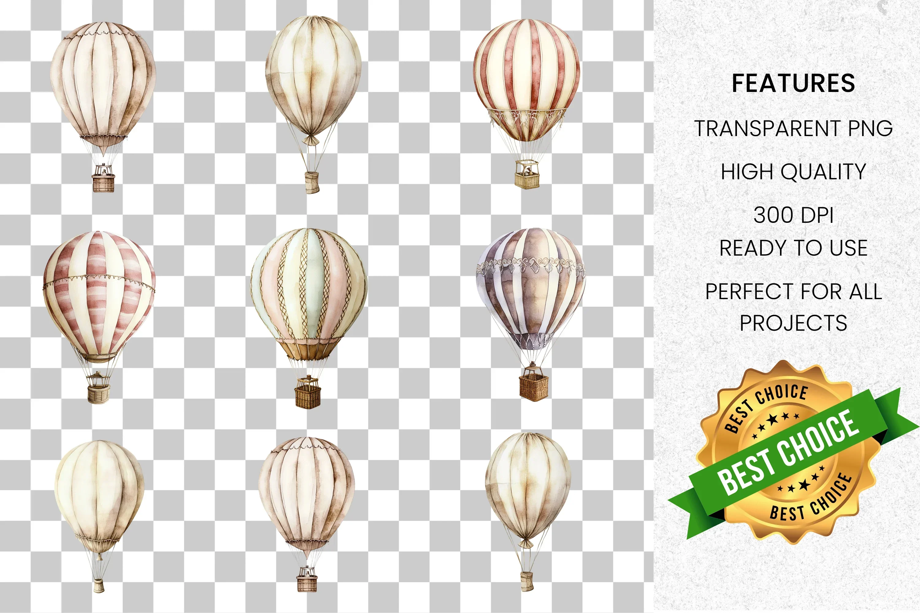 Hot Air Balloon Clipart Bundle - Image 8