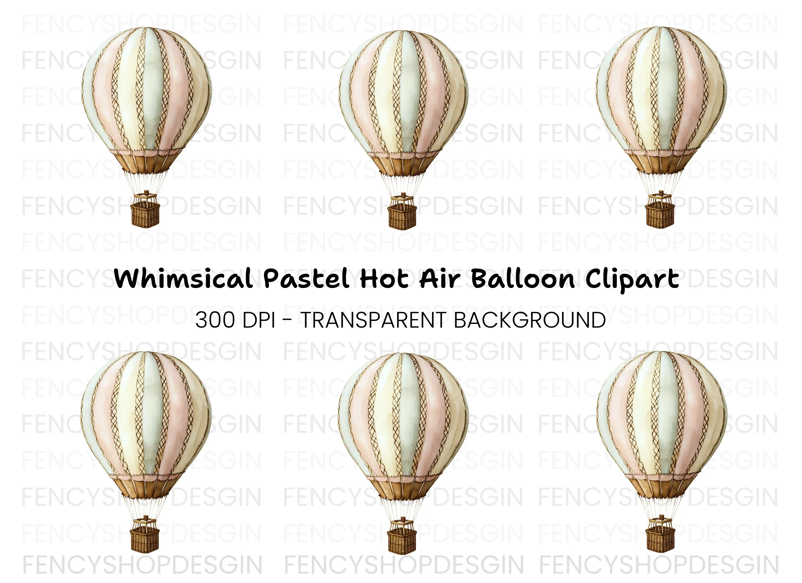 Hot Air Balloon Clipart Bundle