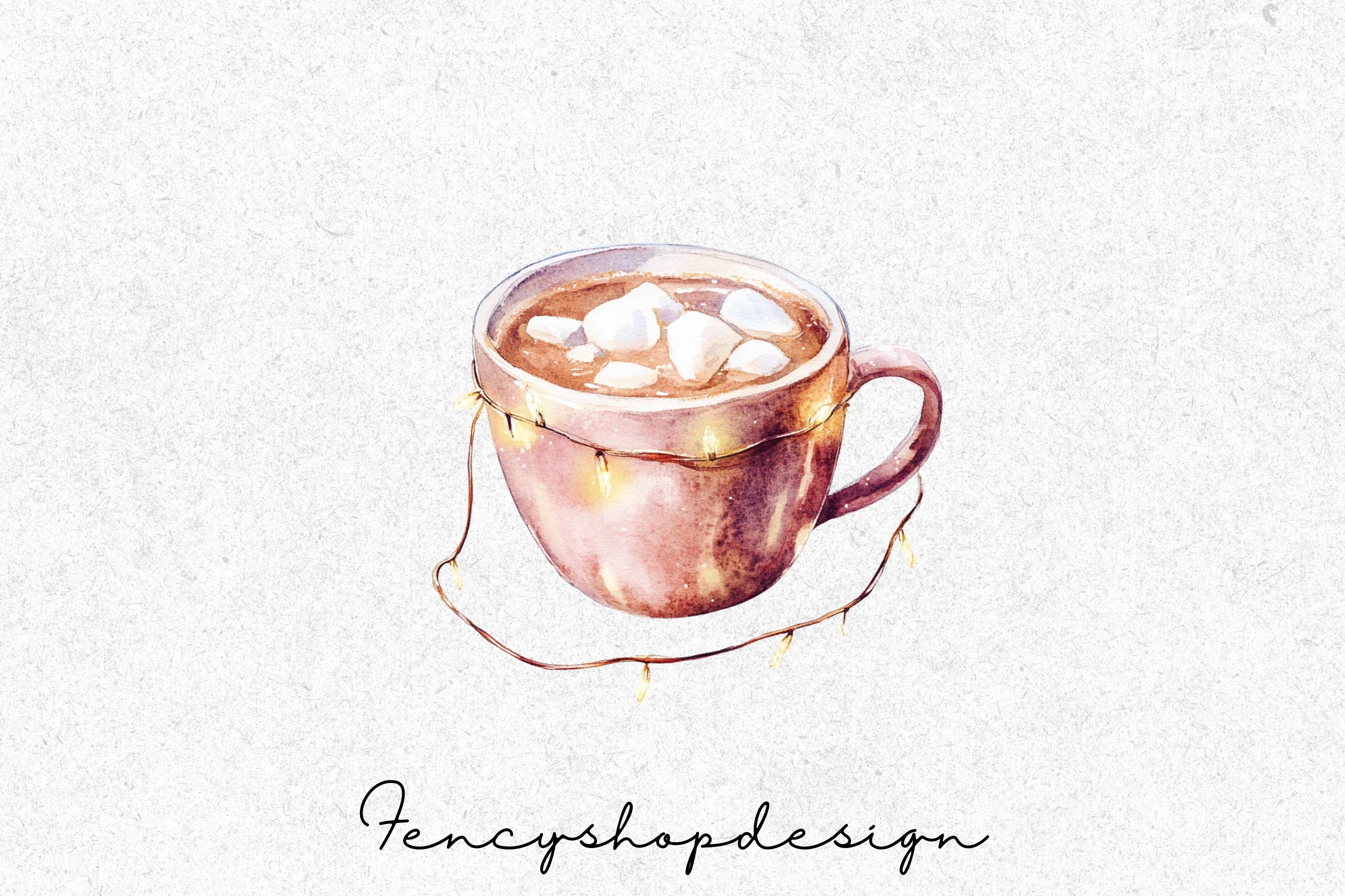 Hot Chocolate Mugs with Lights Clipart Bundle - Image 3