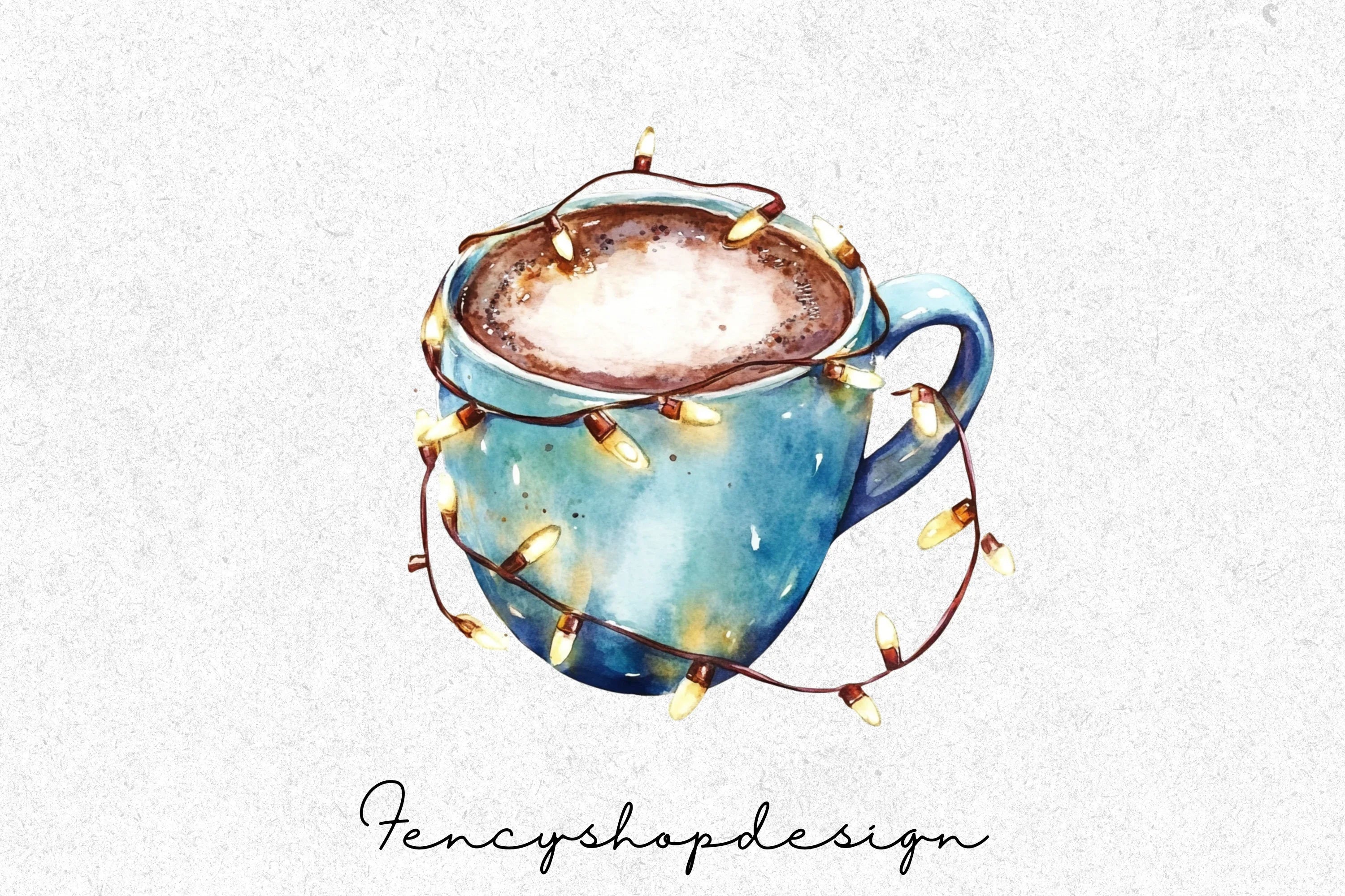 Hot Chocolate Mugs with Lights Clipart Bundle - Image 4