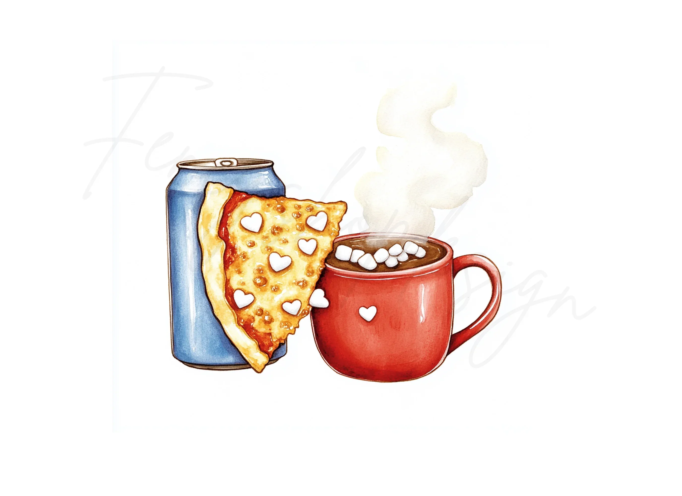 Hot Chocolate Pizza Love Clipart Bundle - Image 3