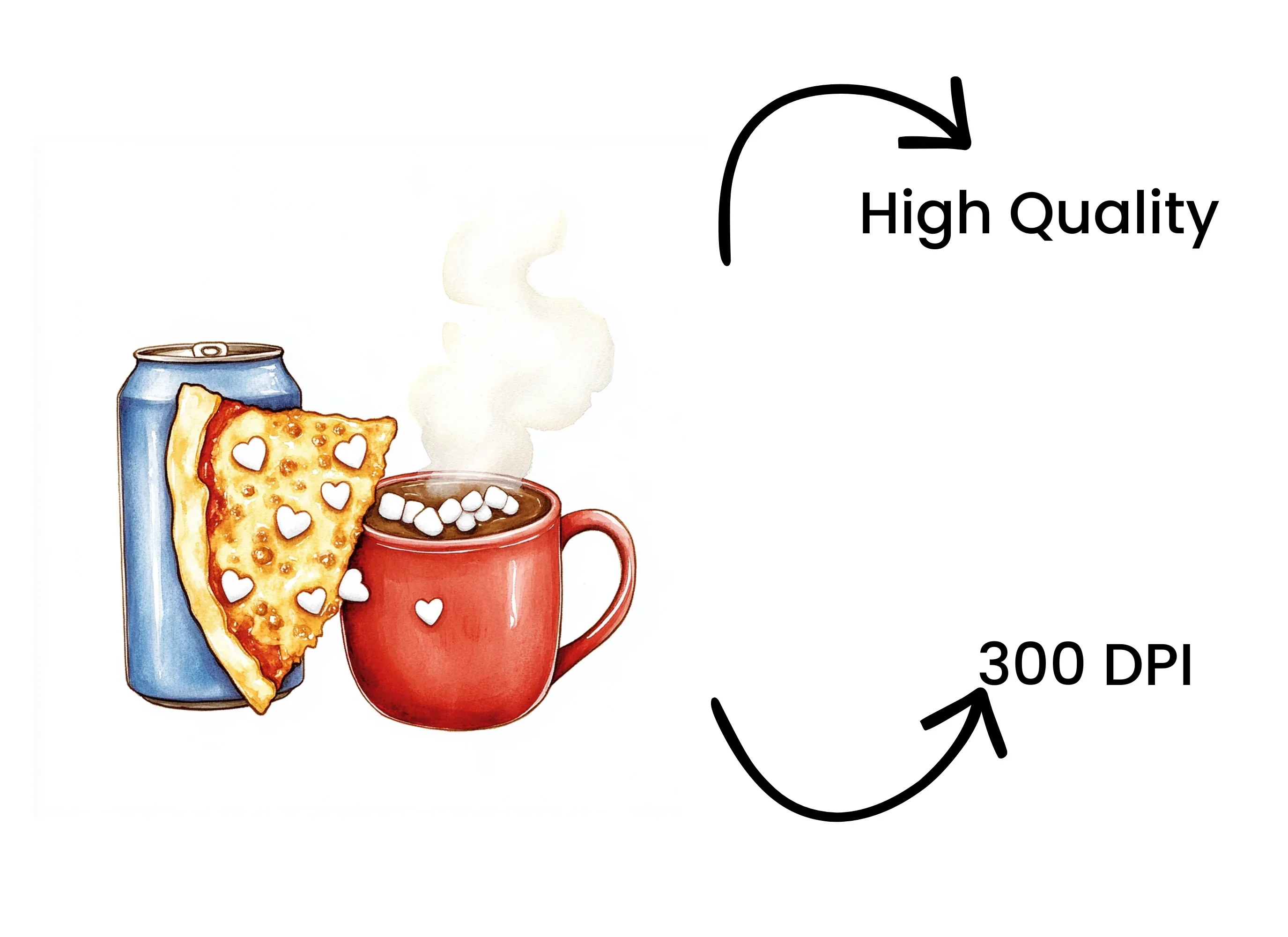 Hot Chocolate Pizza Love Clipart Bundle - Image 4