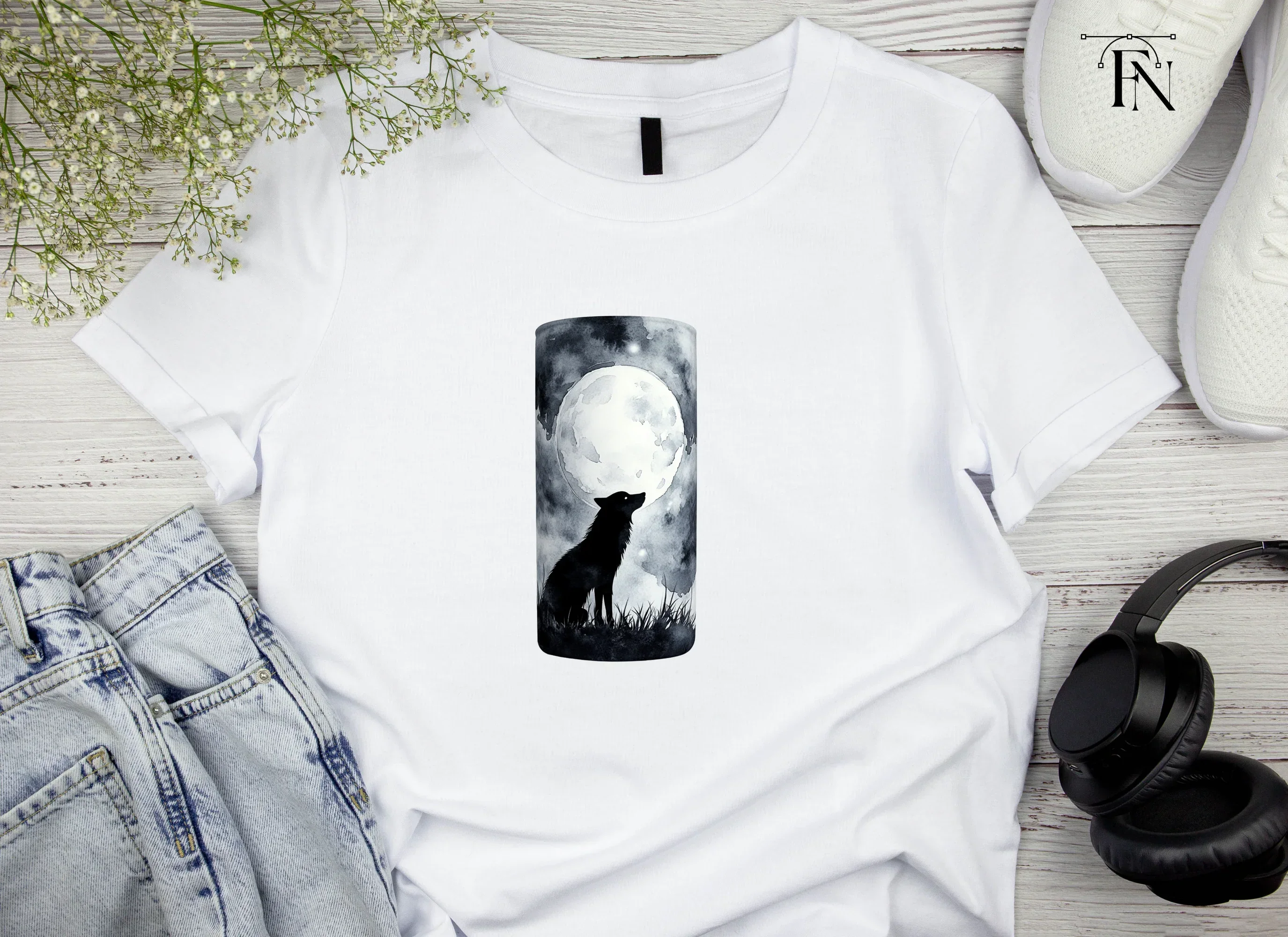Howling Wolf Moon Night Scene Clipart Bundle - Image 4