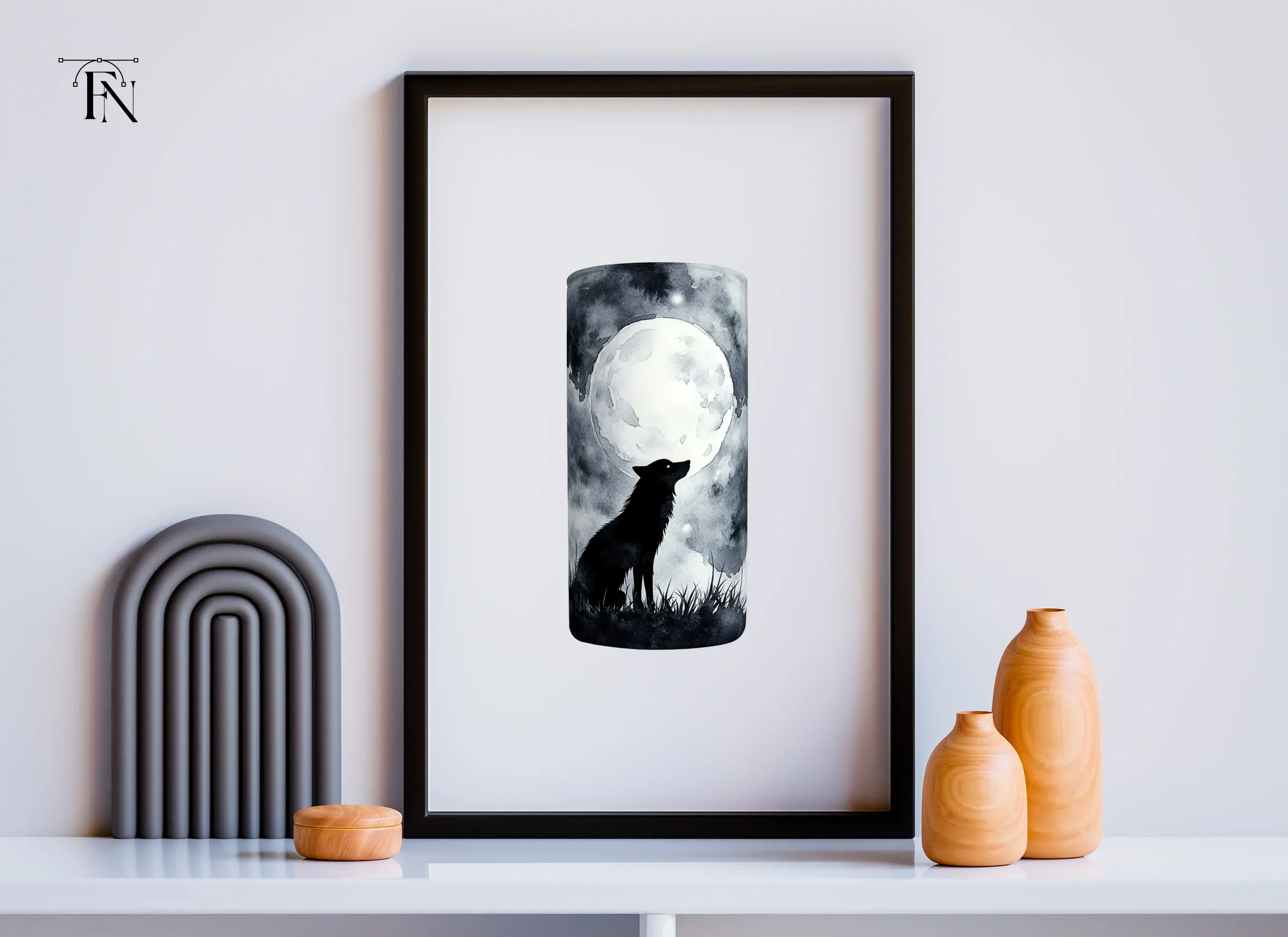 Howling Wolf Moon Night Scene Clipart Bundle - Image 6