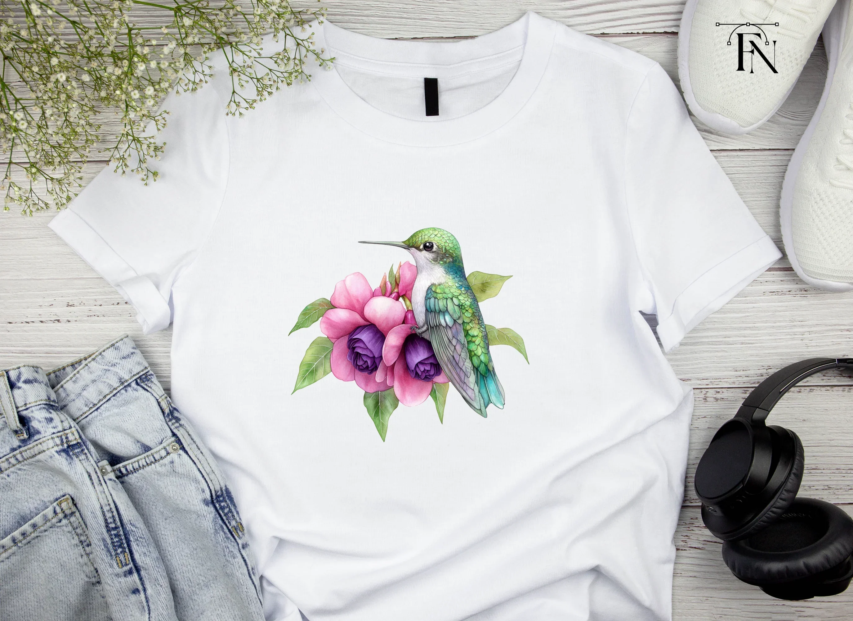 Hummingbird and Dahlia Clipart Bundle - Image 6