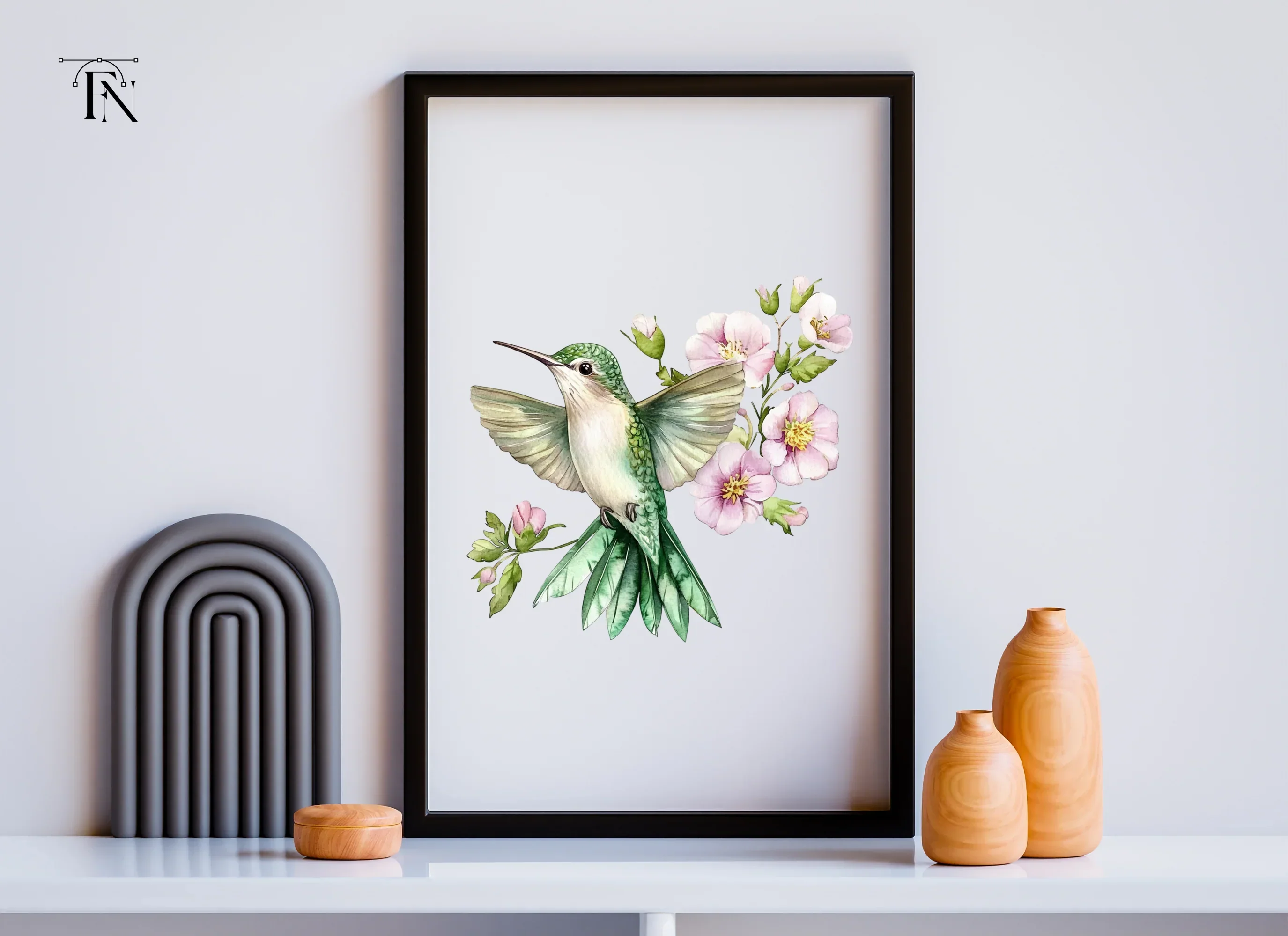 Hummingbird and Pink Flowers Clipart Bundle - Image 3