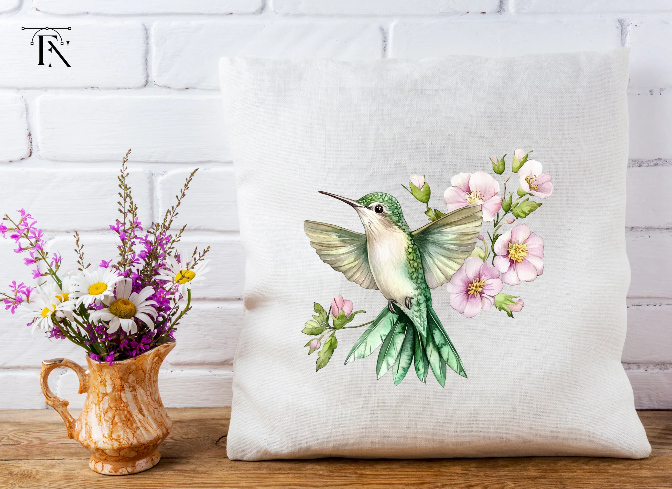 Hummingbird and Pink Flowers Clipart Bundle - Image 4