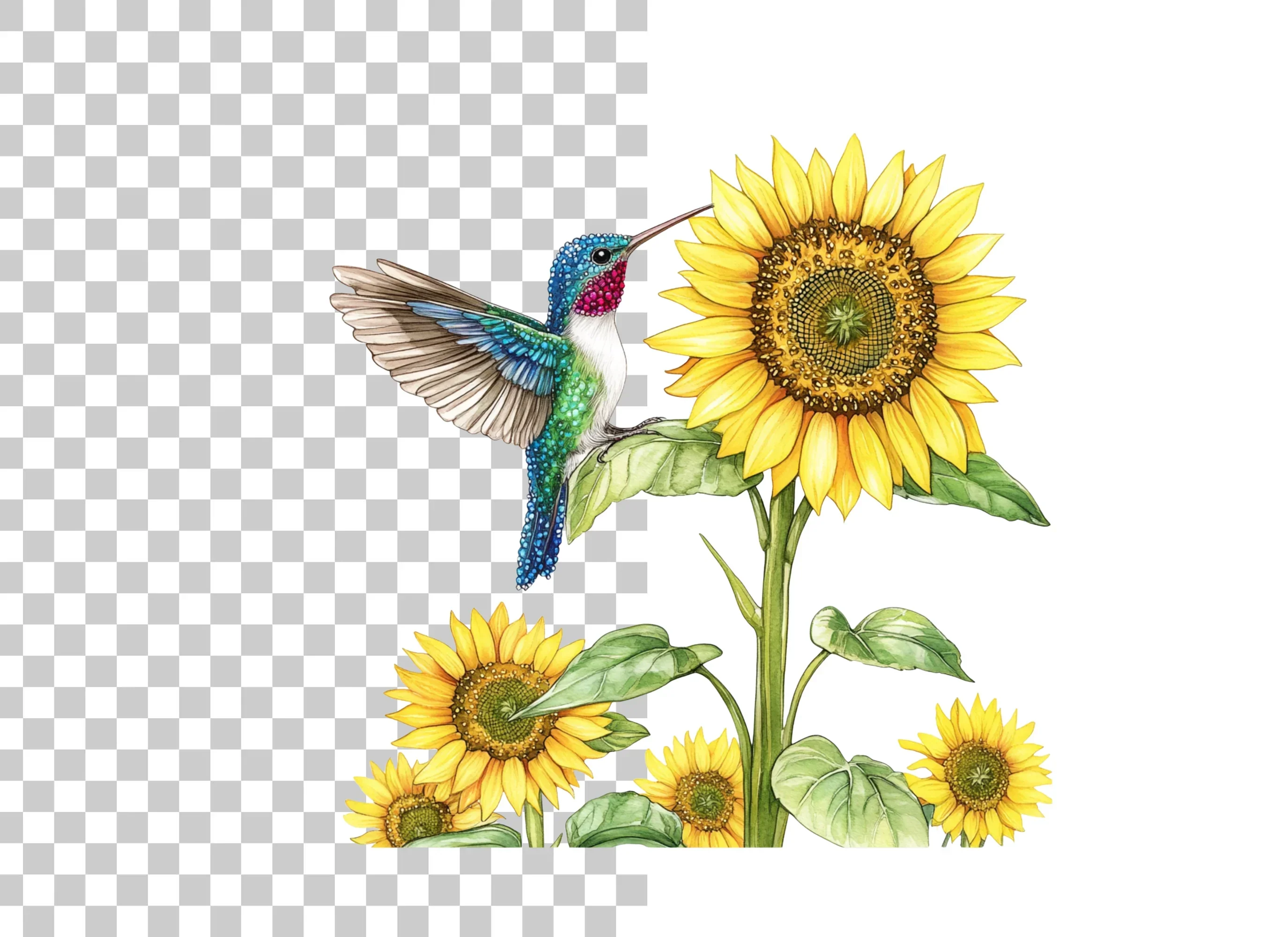 Hummingbird and Sunflower Clipart Bundle - Image 2