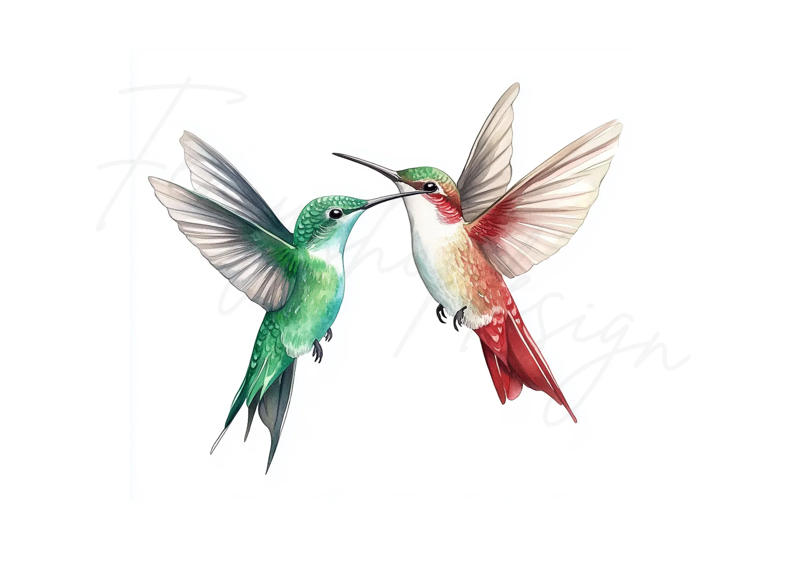 Hummingbird Pair Clipart Bundle - Image 2
