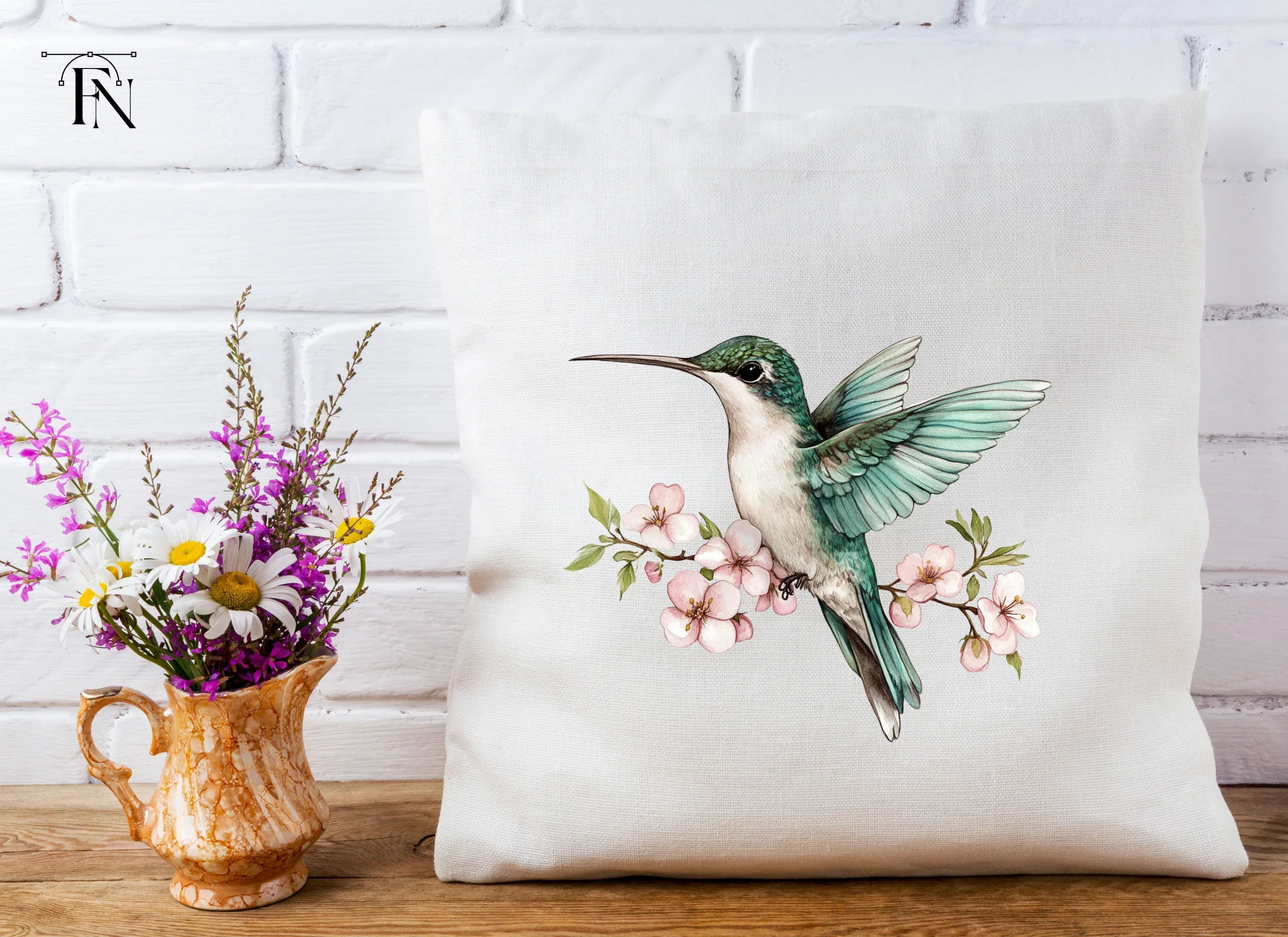Hummingbird with Pink Blossoms Clipart Bundle - Image 3