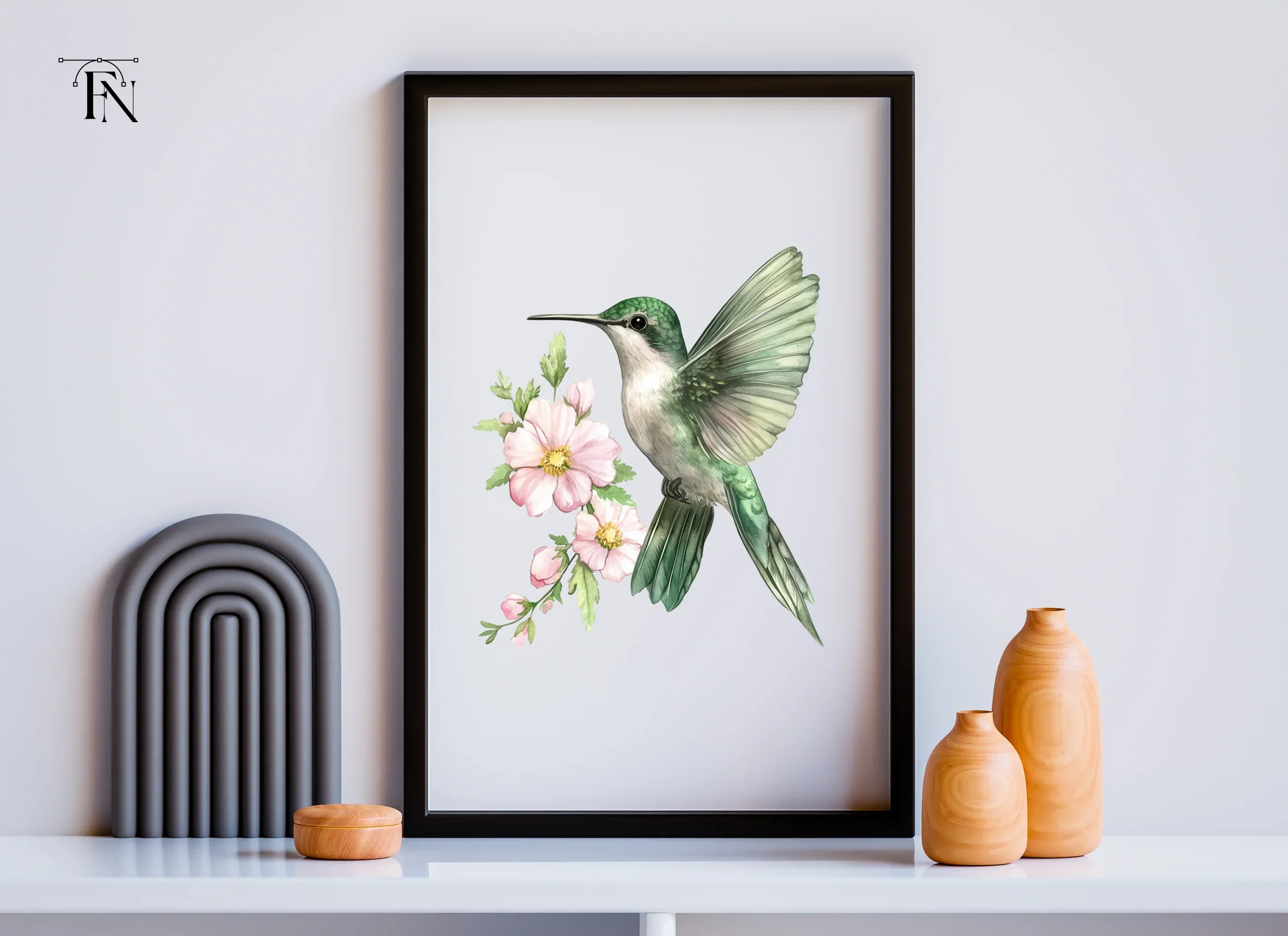 Hummingbird with Pink Blossoms Clipart Bundle - Image 4