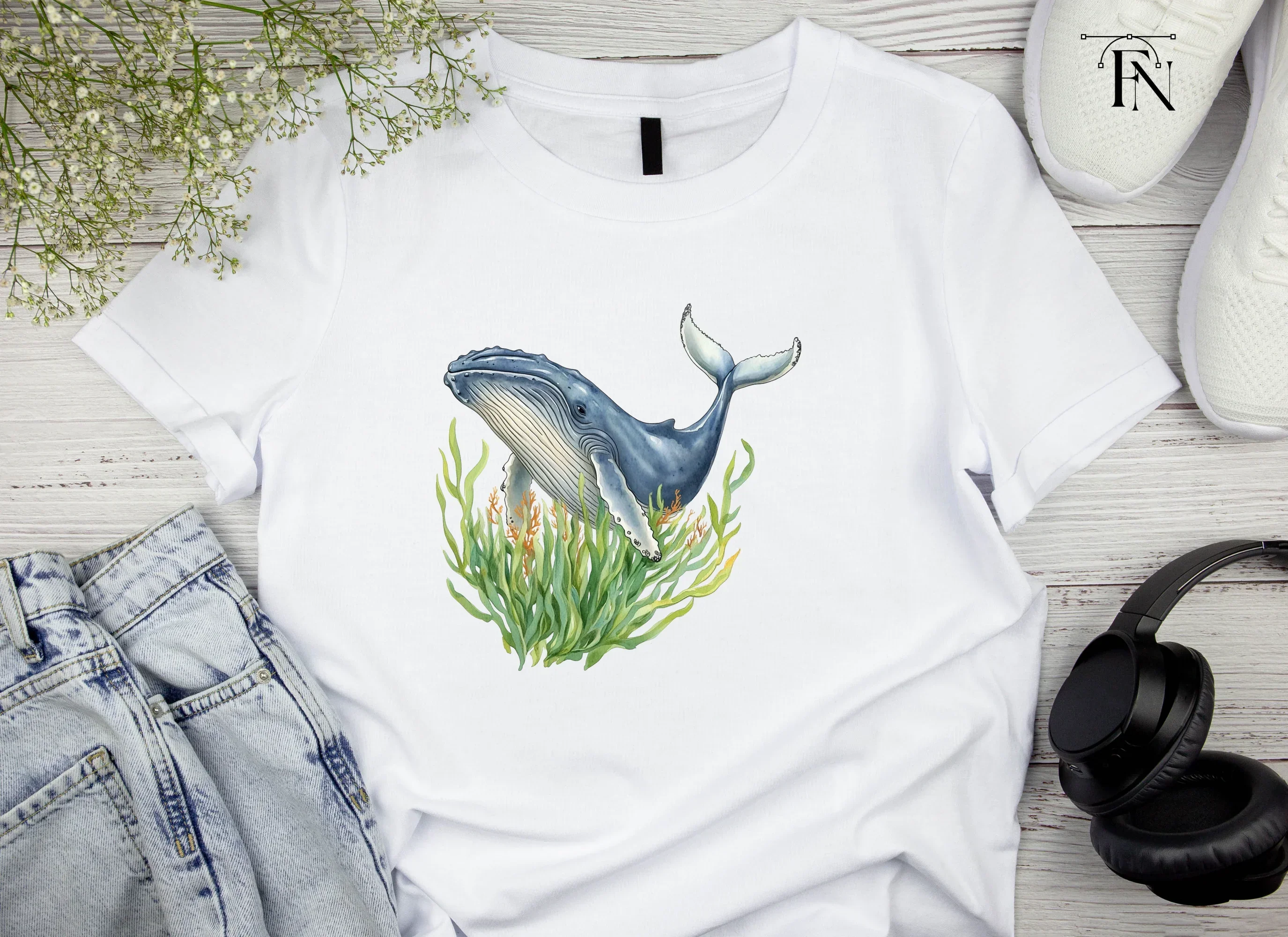 Humpback Whales in Seaweed Clipart Bundle - Image 3
