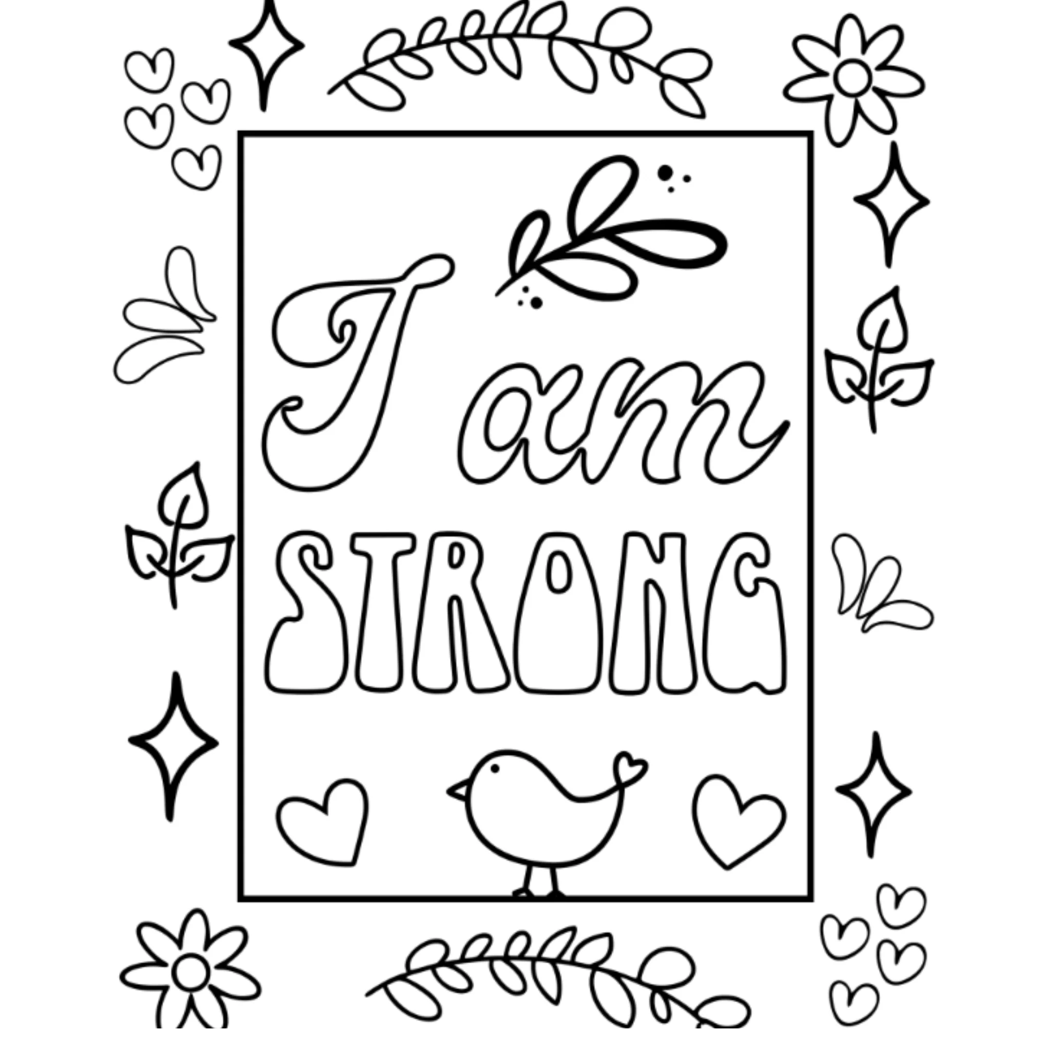 I Am Brave Affirmation Coloring Pages - Image 2