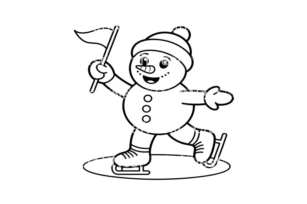 Ice Skating Snowman Winter Coloring Books - Image 3