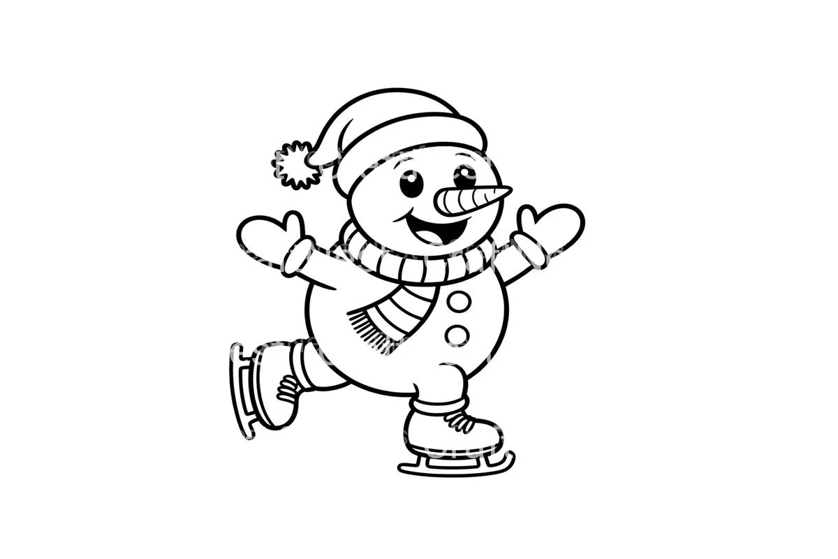Ice Skating SnowmanFun Coloring Books - Image 2