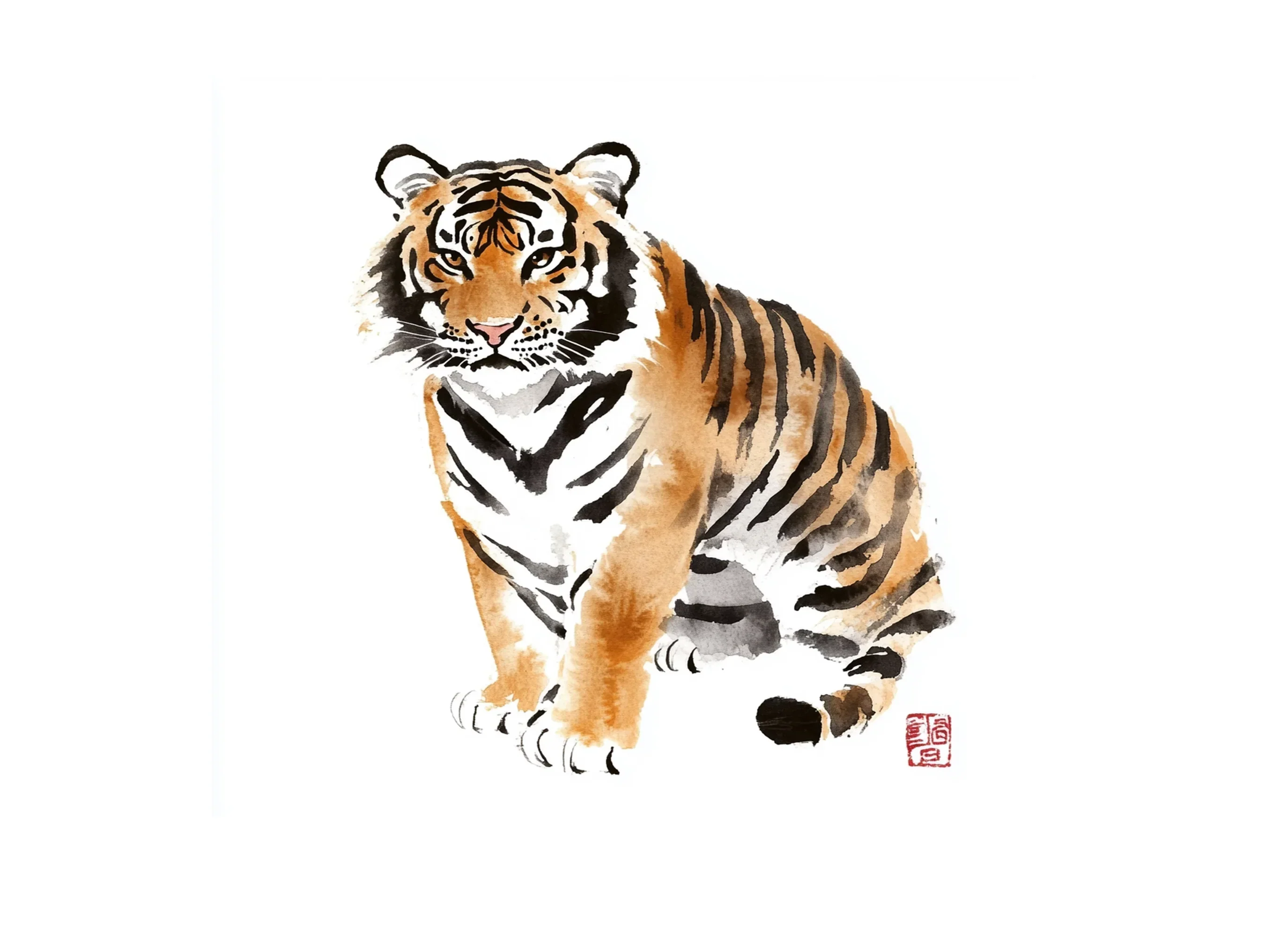Ink Wash Tiger Clipart Bundle - Image 3
