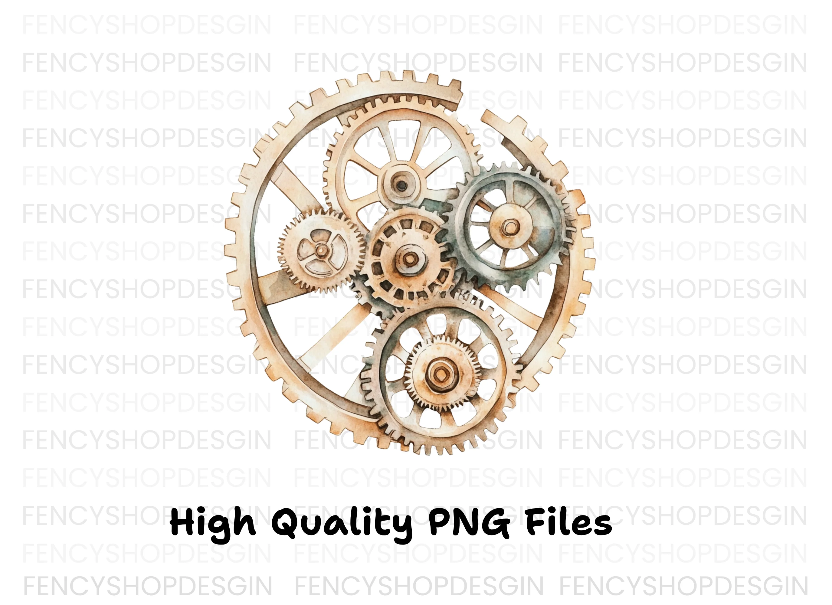 Interlocking Steampunk Gears Clipart Bundle - Image 3