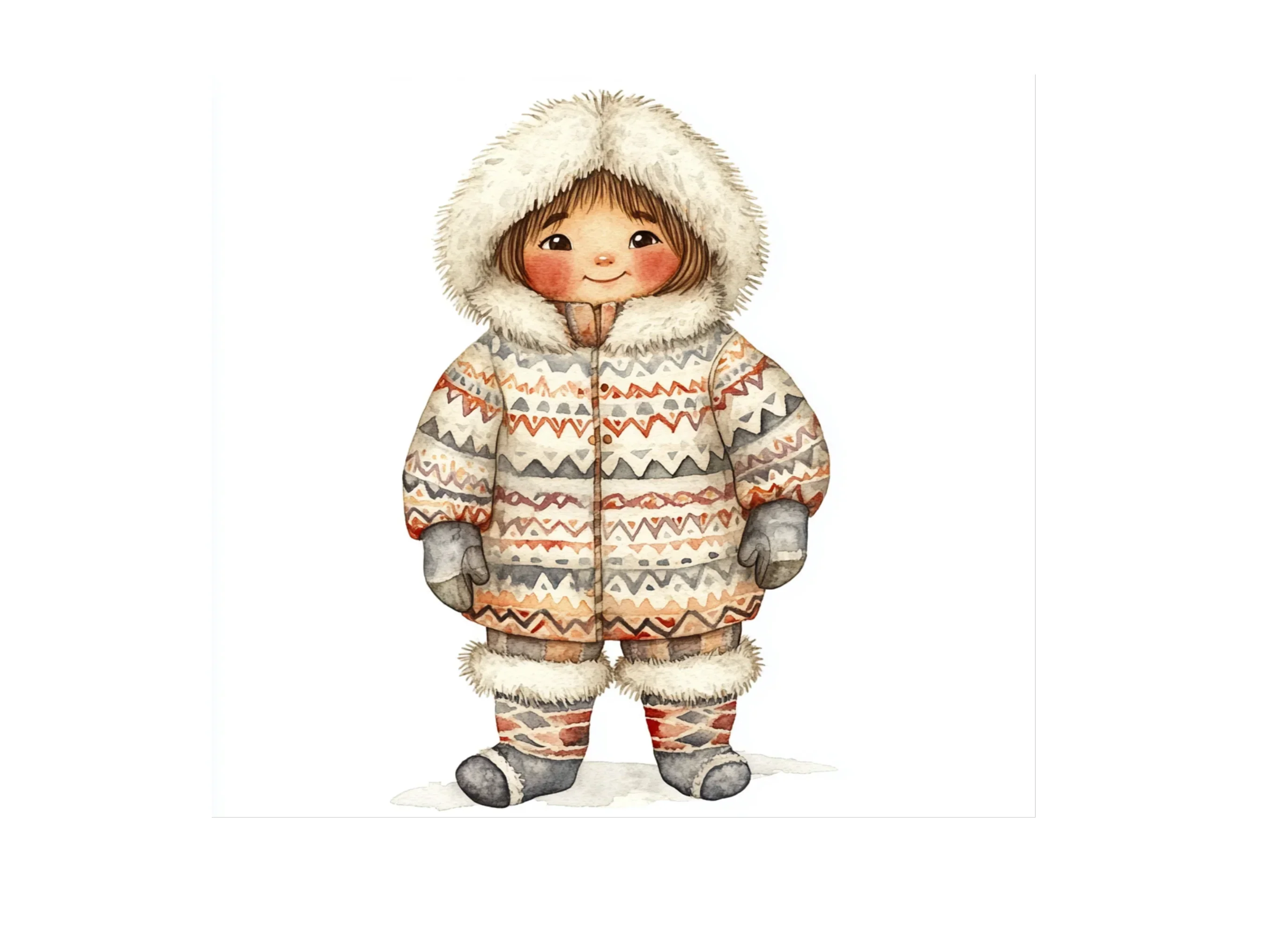 Inuit Children Traditional Parka Clipart Bundle - Image 2