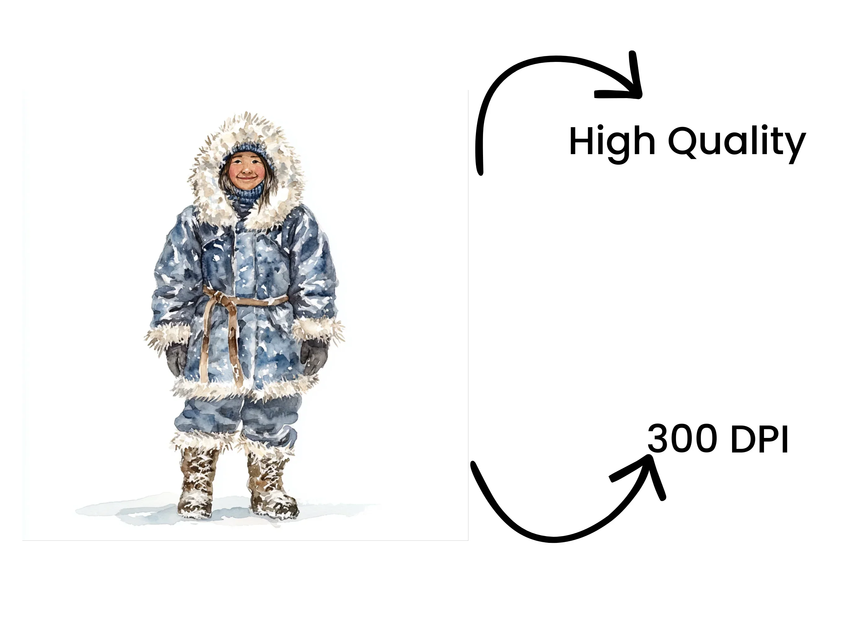 Inuit Children Traditional Parka Clipart Bundle - Image 4