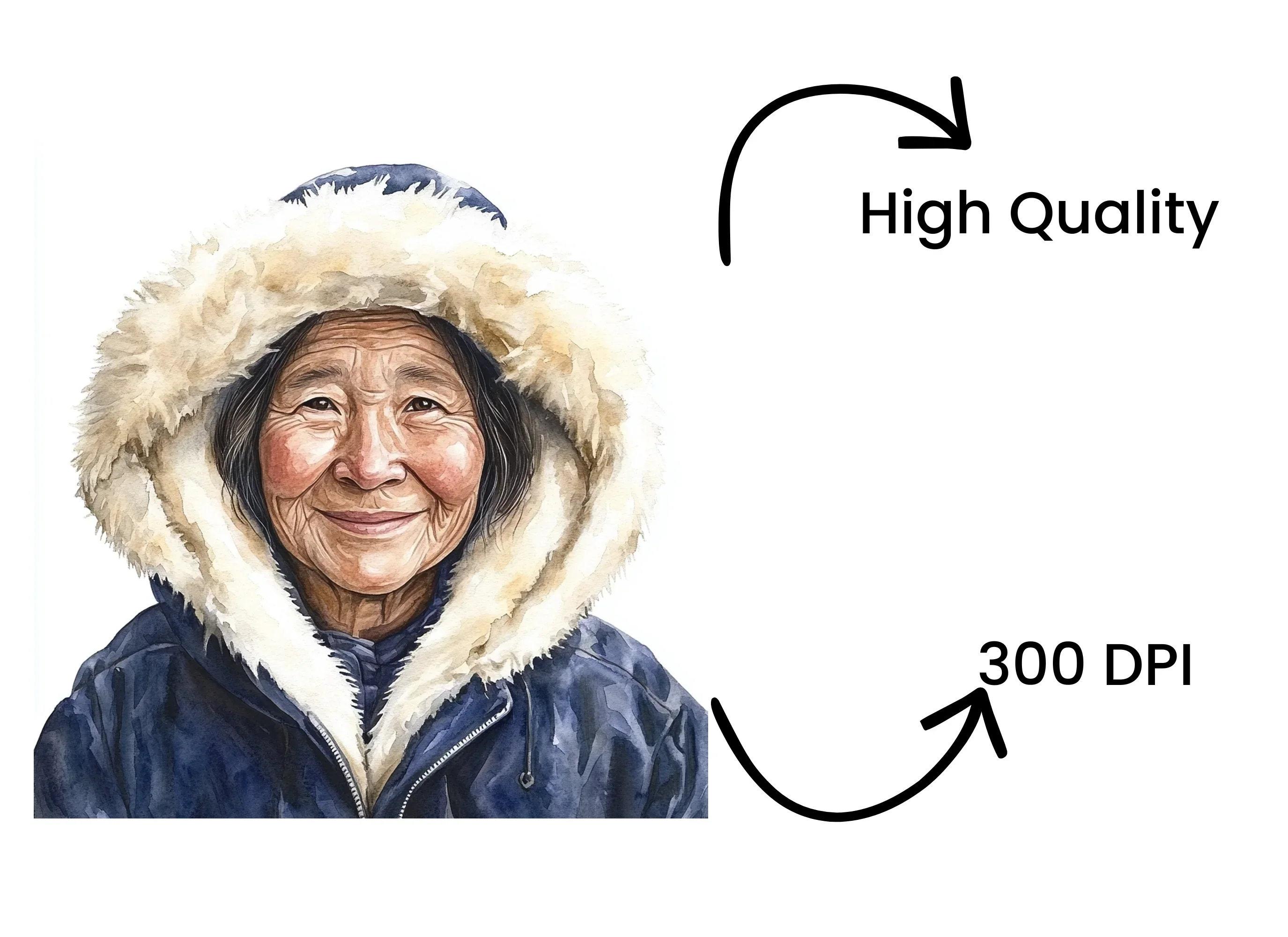 Inuit Elder Portraits Clipart Bundle - Image 4