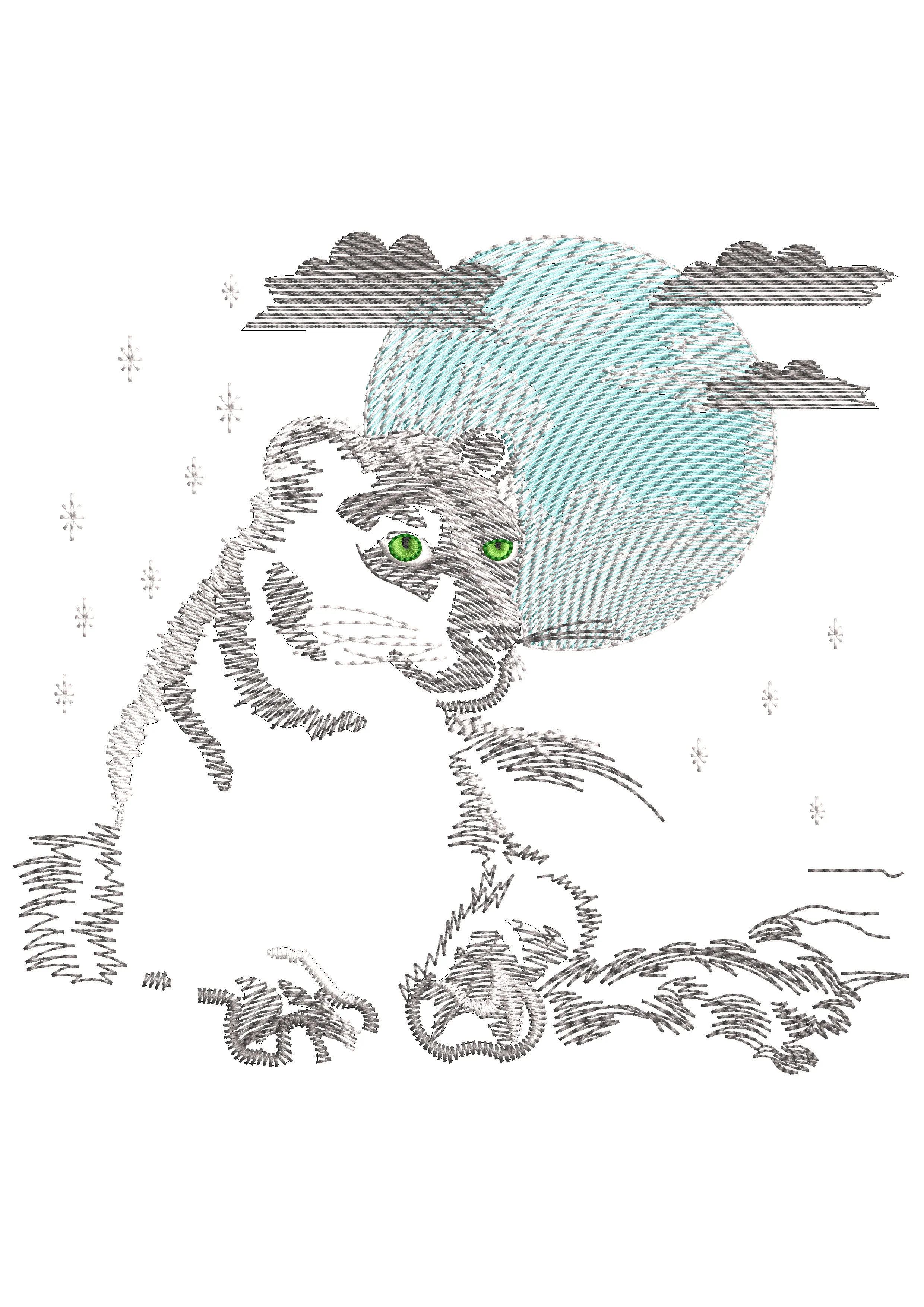 Jaguar Night Embroidery Design