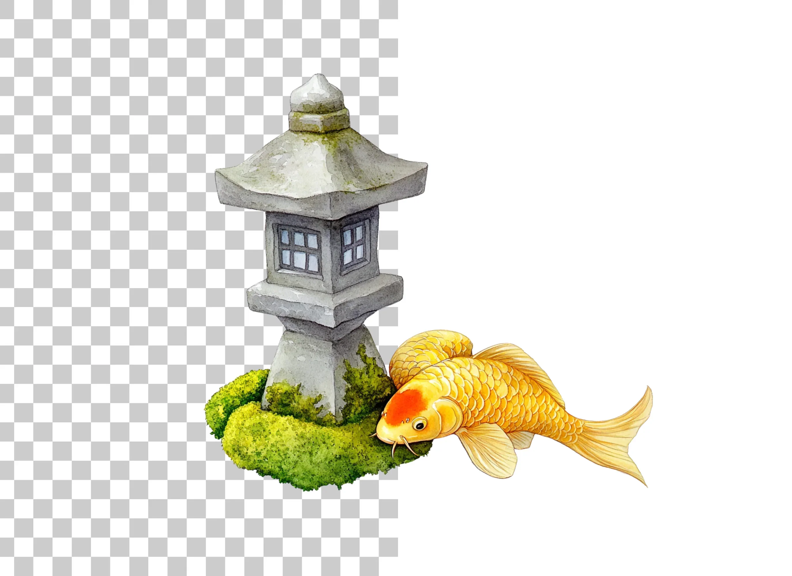 Japanese Garden Koi and Lantern Clipart Bundle - Image 2