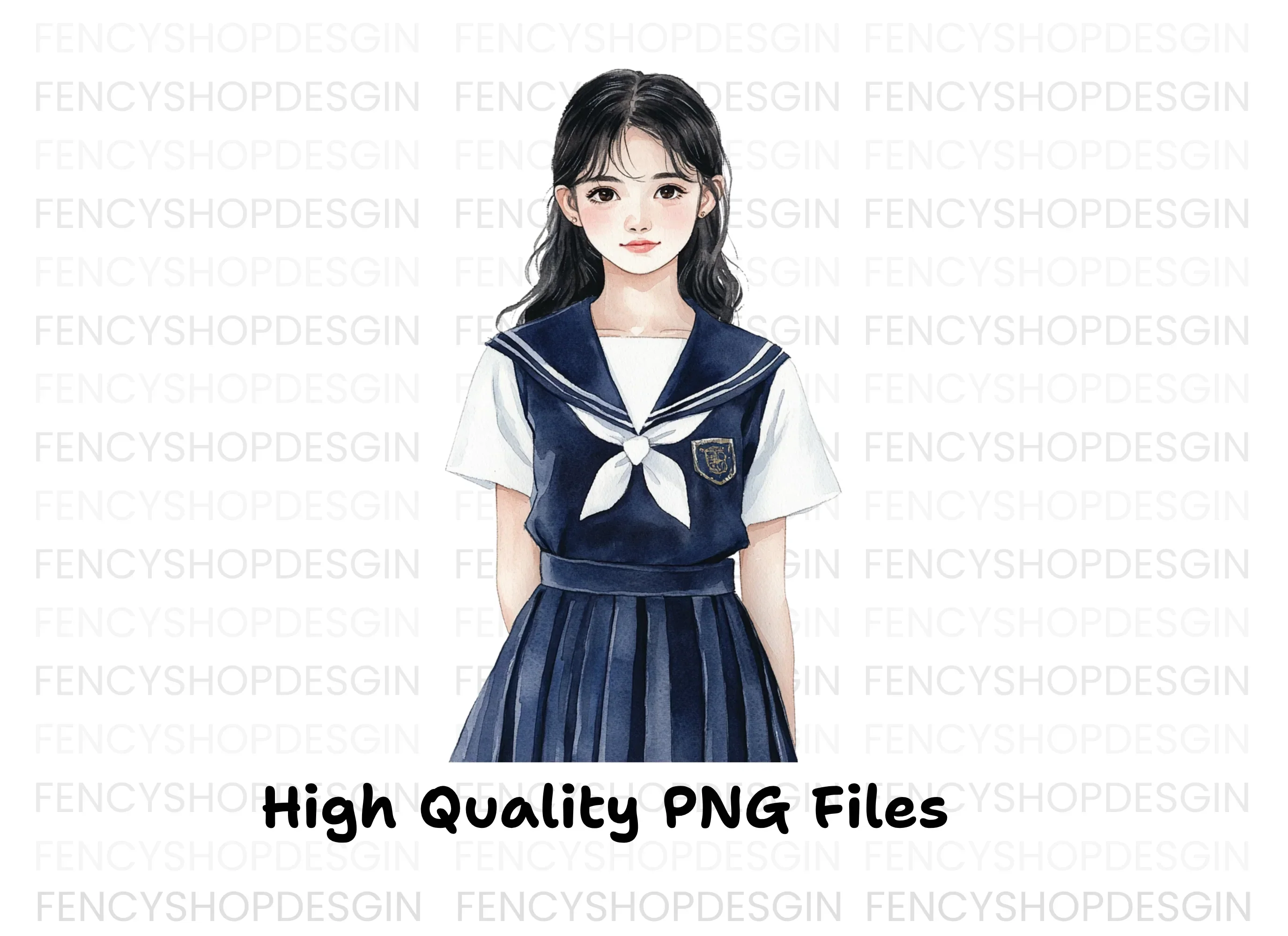 Japanese School Girl Uniform Clipart Bundle - Image 3