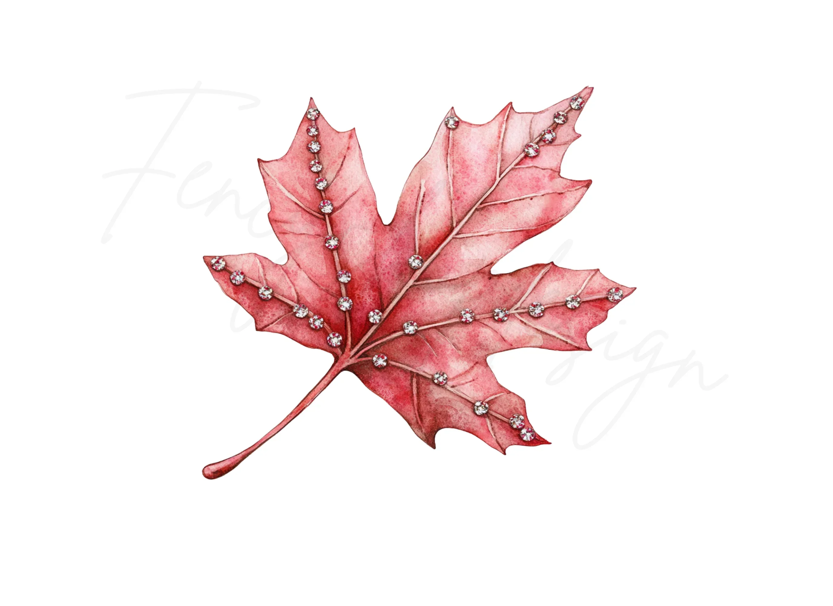 Jeweled Red Maple Leaves Clipart Bundle - Image 2