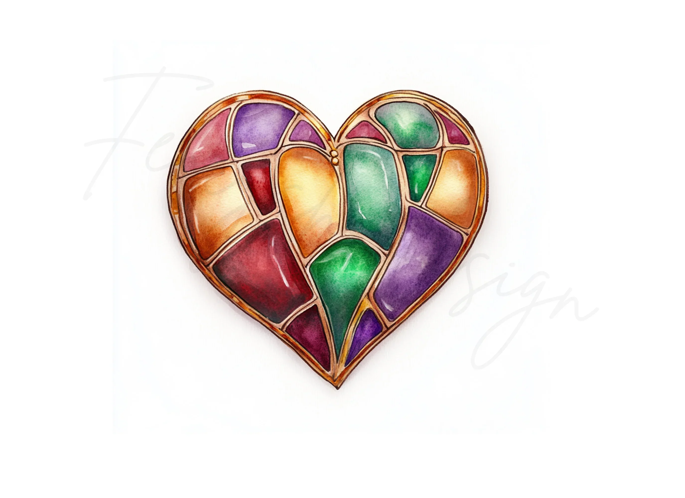 Jeweled Stained Glass Heart Clipart Bundle - Image 2