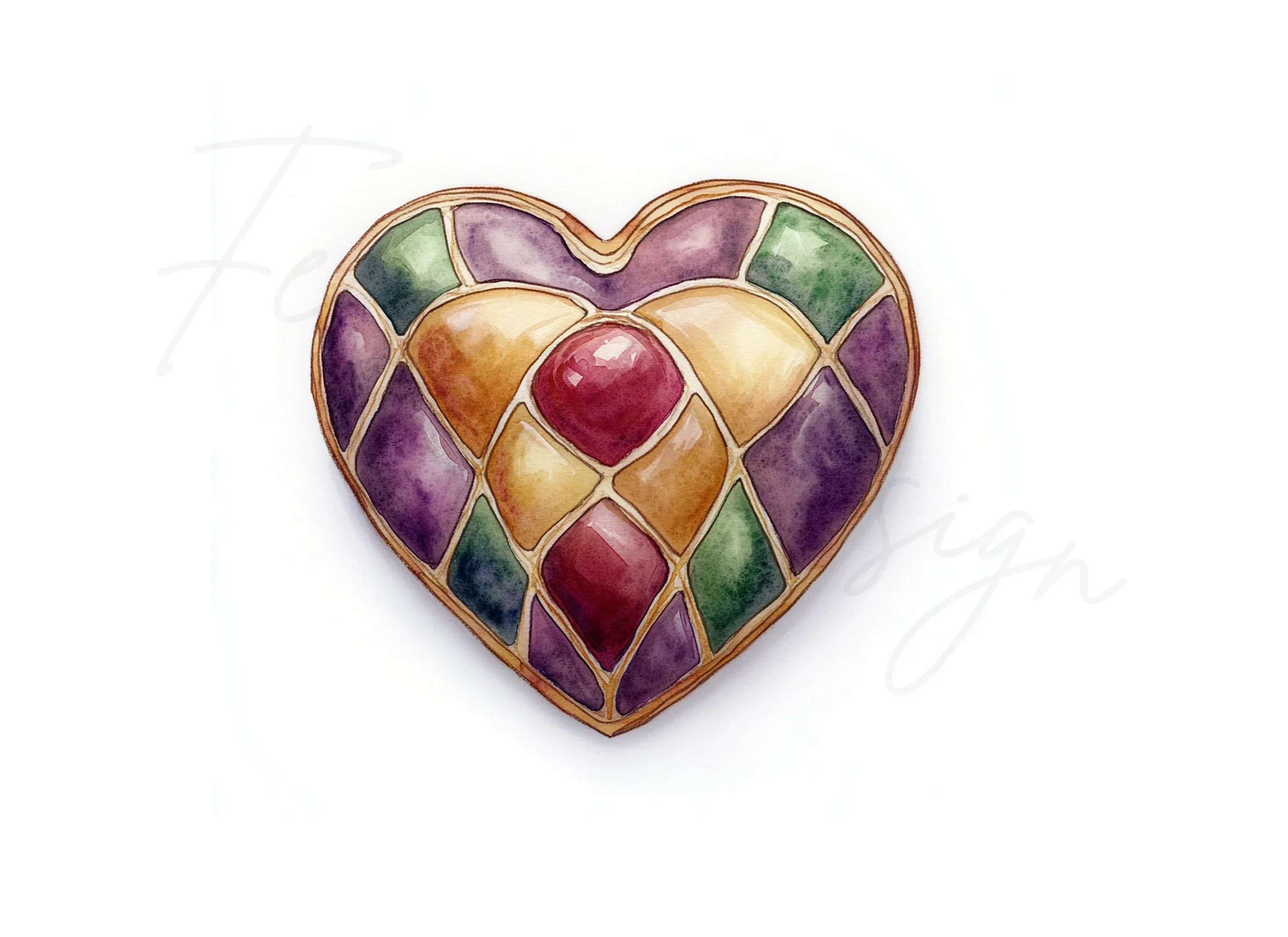 Jeweled Stained Glass Heart Clipart Bundle - Image 3